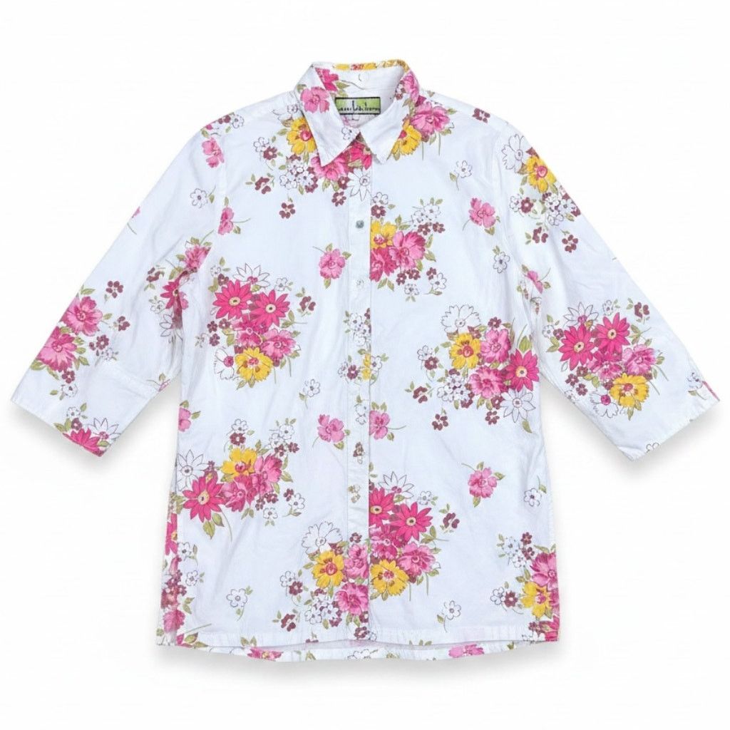 Other Vintage 90s LOCO LINDO Small Top Blouse White Pink Floral Size S / US 4 / IT 40 - 1 Thumbnail
