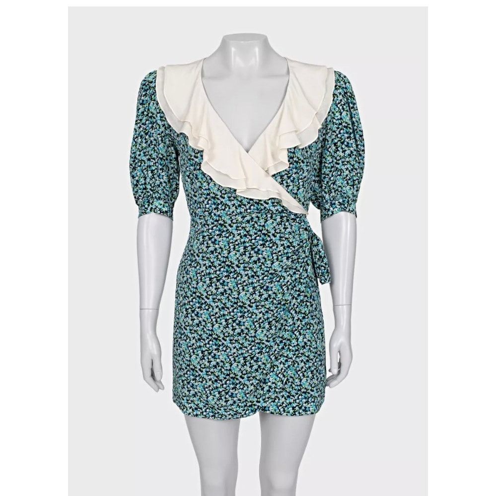 Alessandra Rich Alessandra Rich Blue Floral Silk Dress Sz.40 Size S / US 4 / IT 40 - 1 Thumbnail