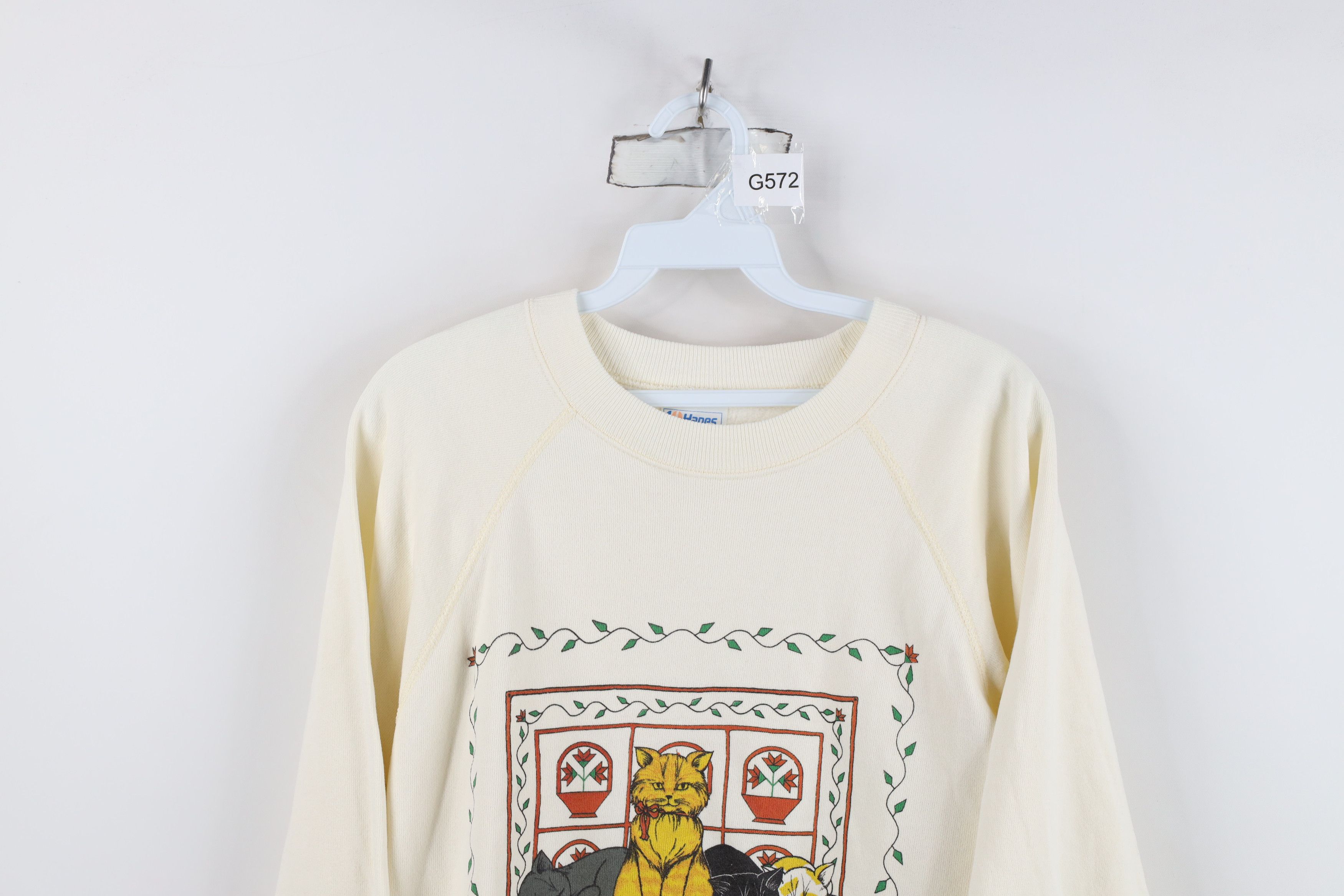 Vintage Vintage 80s 90s Streetwear Crewneck Sweatshirt Cream USA Size L / US 10 / IT 46 - 2 Thumbnail