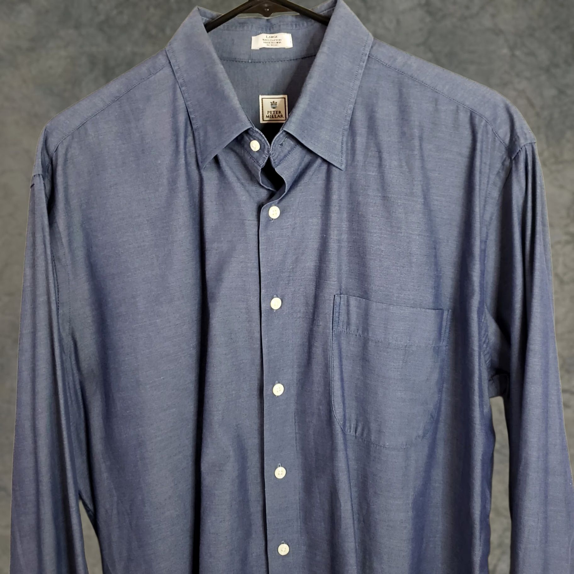 Peter Millar VINTAGE? Peter Millar Dress Shirt Long Sleeve Button Down Mens L Blue Career Wear Size 42R - 1 Thumbnail
