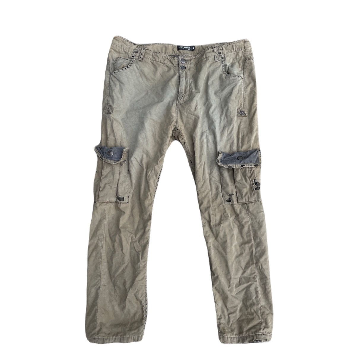 If Six Was Nine 2000s Japanese archive Distressed Design Cargo Pants Y2K Size US 33 - 2 Thumbnail