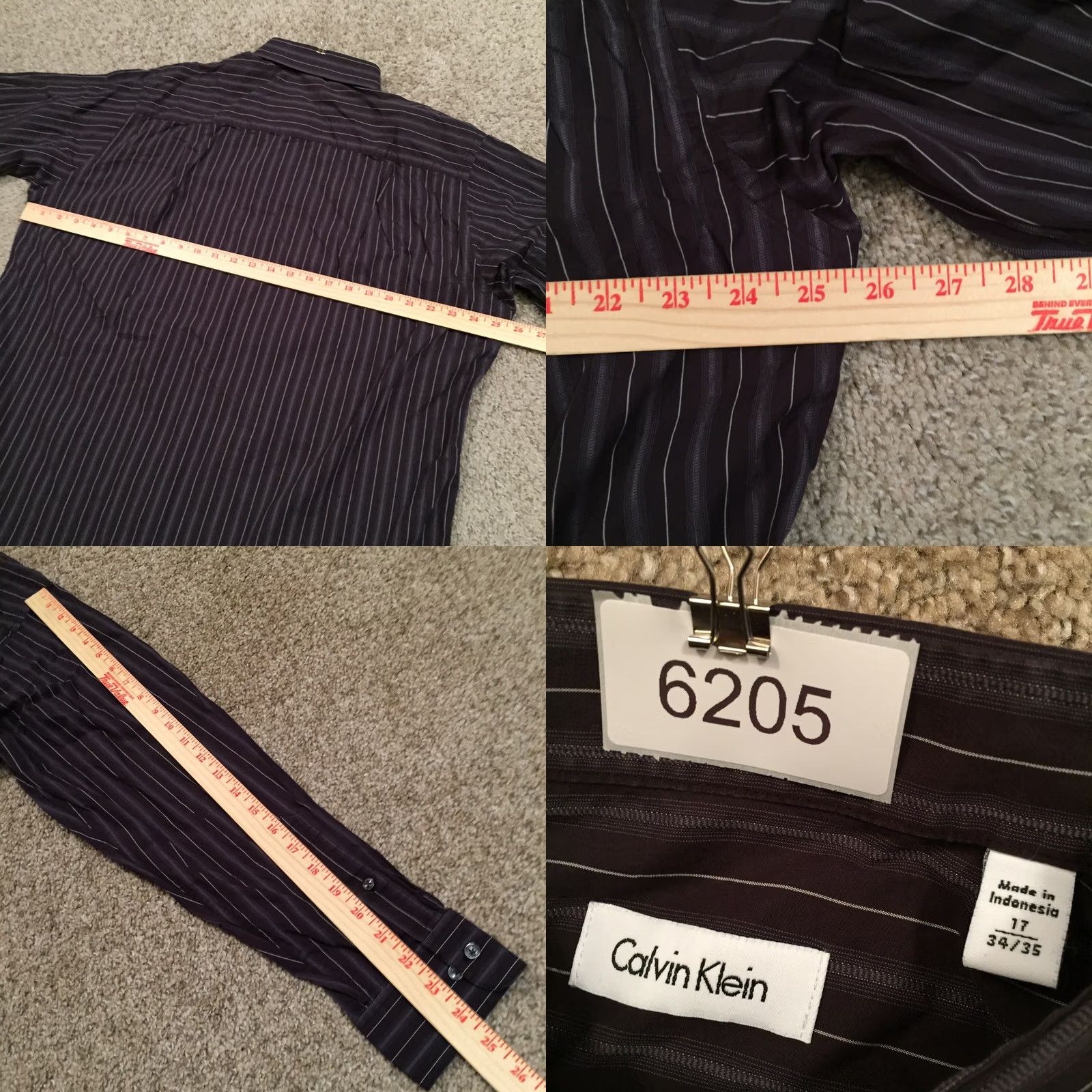 Calvin Klein Calvin Klein Shirt Mens Size 17 Gray Striped Long Sleeve Button Up Size US XL / EU 56 / 4 - 8 Thumbnail