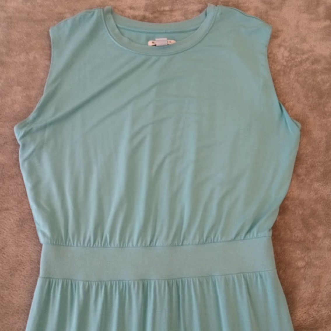 Athleta Athleta Maxi Dress M Blue Long Sleeveless Pullover Lined Slit Size M / US 6-8 / IT 42-44 - 2 Thumbnail