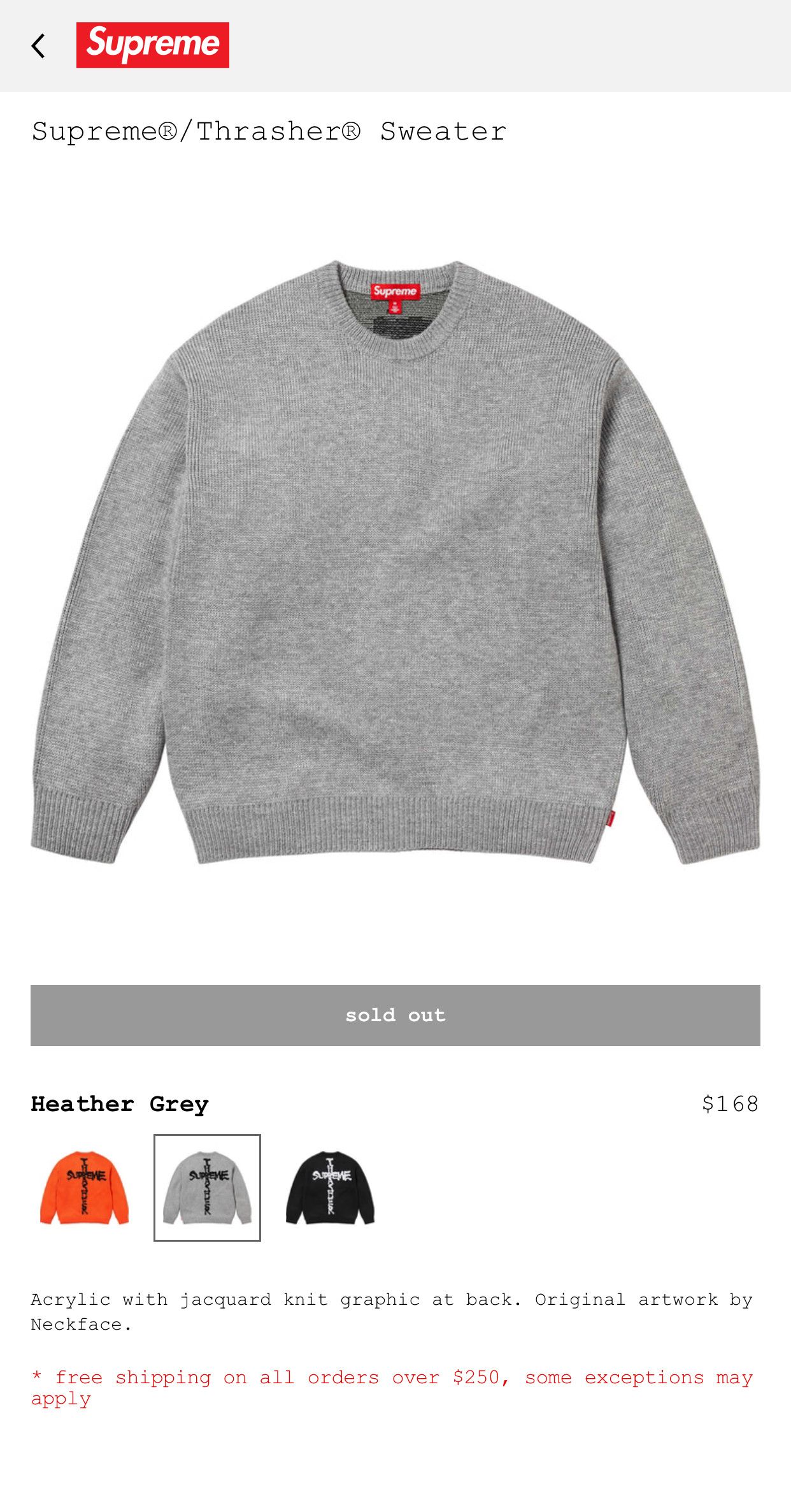 Supreme Supreme Thrasher Sweater Medium In Hand Size US M / EU 48-50 / 2 - 9 Thumbnail