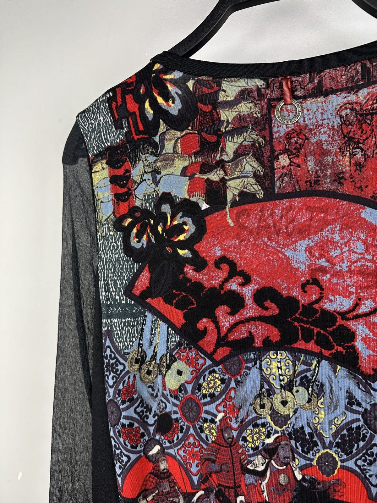 Designer × Japanese Brand Save The Queen Samurai Print Japanese Style Mesh Top Blouses Size XL / US 12-14 / IT 48-50 - 12 Thumbnail