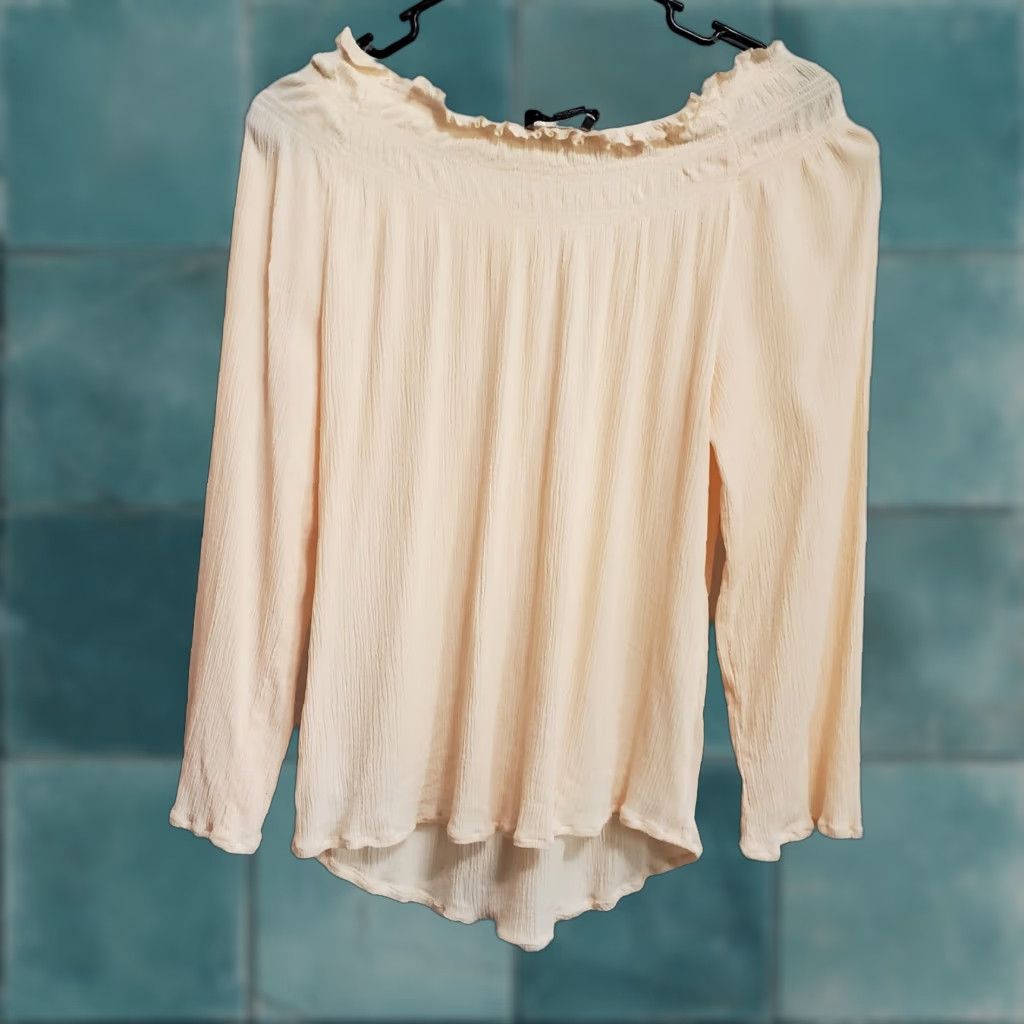 Sanctuary Sanctuary Women Blouse Shirt Boho Peasant M Peach Rayon Long Sleeve Round Neck Ruffle Crinkle Lightweight N/A Size M / US 6-8 / IT 42-44 - 1 Thumbnail