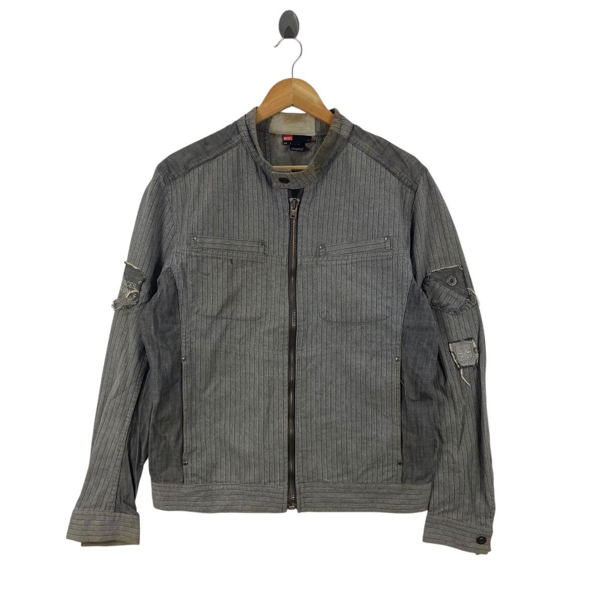 Diesel Vintage DIESEL PINSTRIPEjy Utility Biker Jacket Size US L / EU 52-54 / 3 - 3 Thumbnail