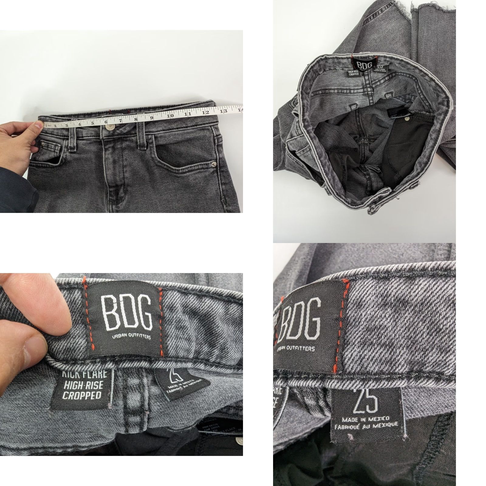 Bdg BDG Jeans Women's 25 Gray Kick Flare High Rise Cropped Raw Hem Denim Size 42" / US 20 - 8 Thumbnail