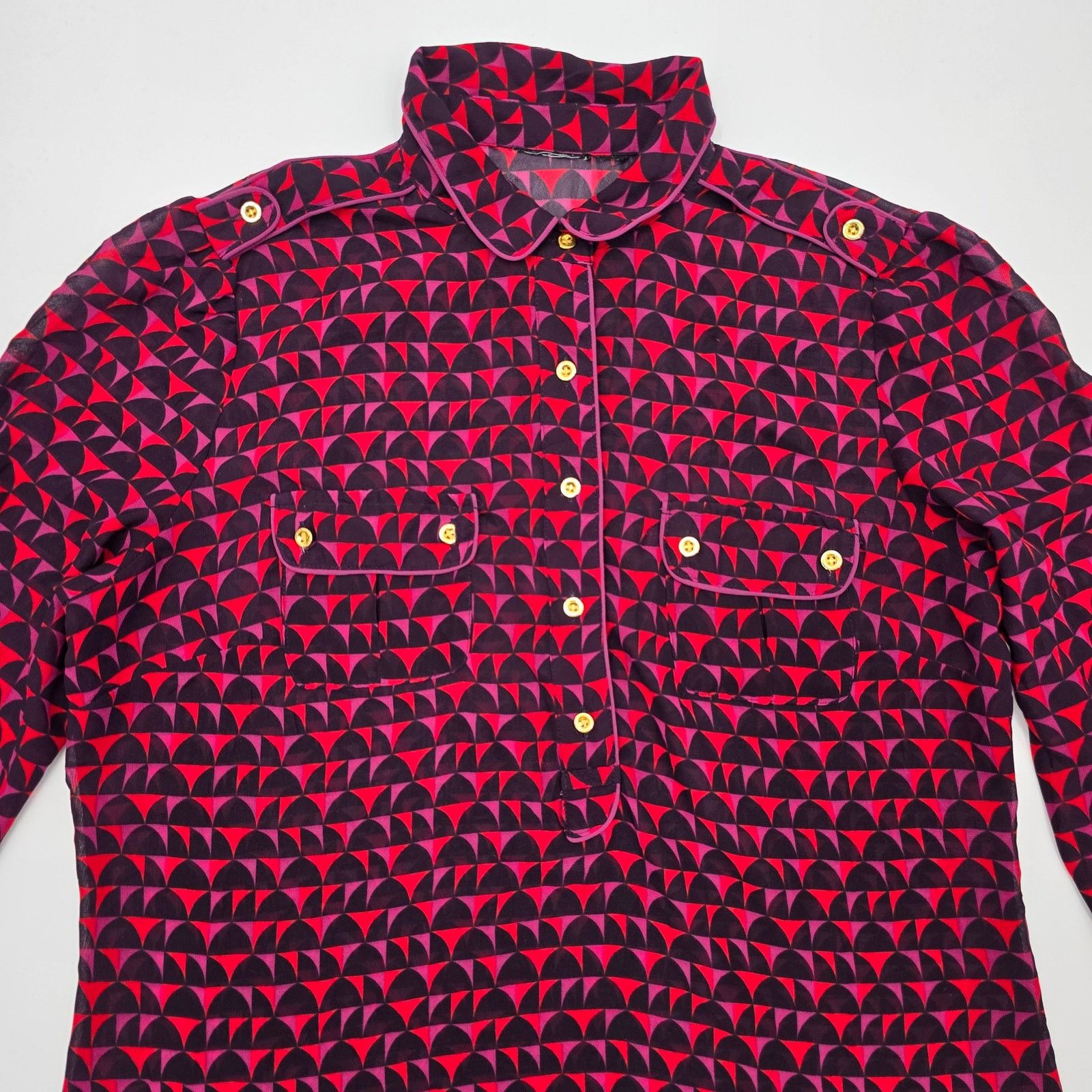 Other Purple Button Half Circle Patterned Gold Button Shirt Medium Size M / US 6-8 / IT 42-44 - 3 Thumbnail
