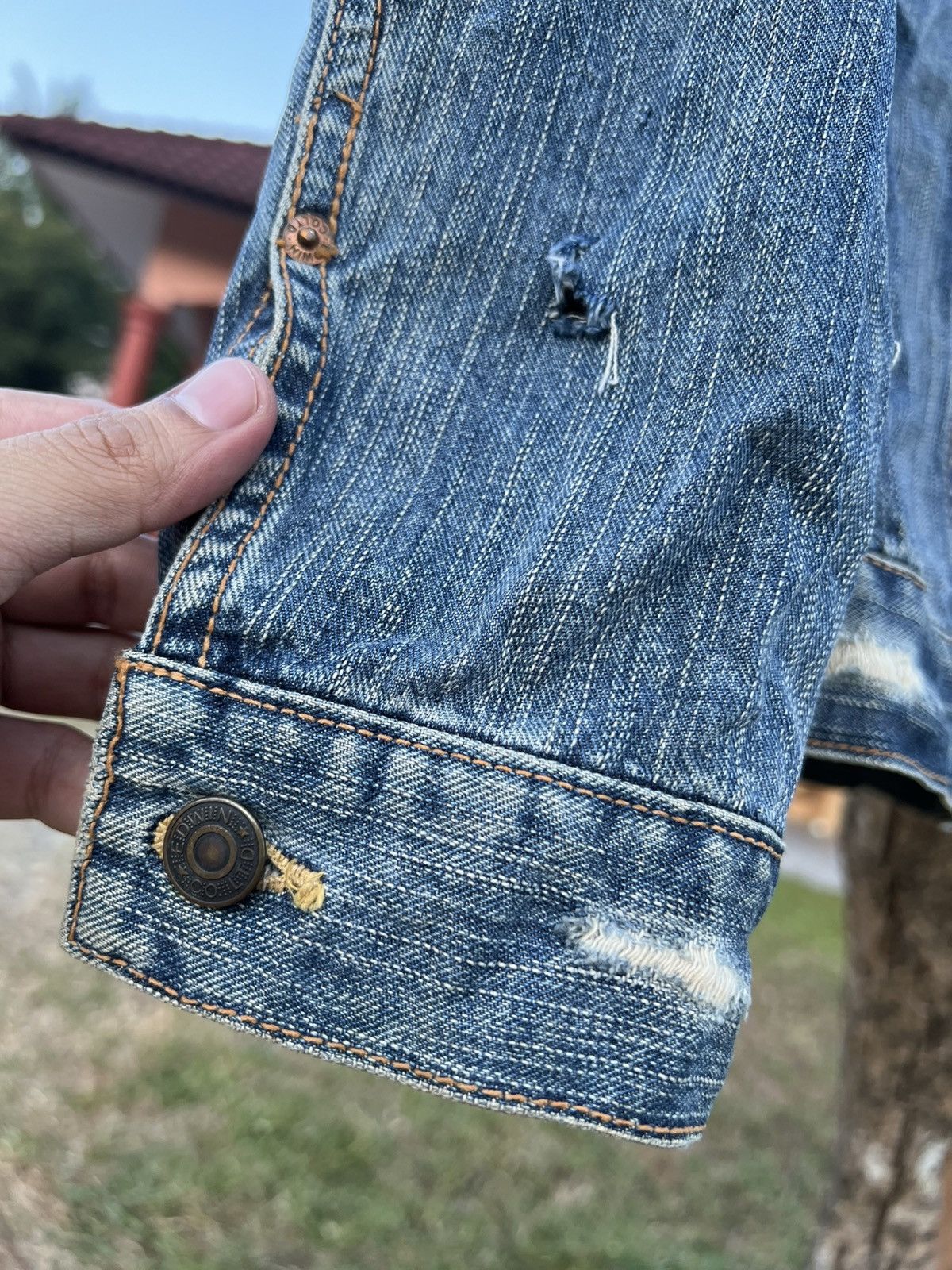 Edwin × If Six Was Nine × Le Grande Bleu (L.G.B.) 90’s style Edwin Distress Faded Denim Jacket Size US S / EU 44-46 / 1 - 5 Thumbnail