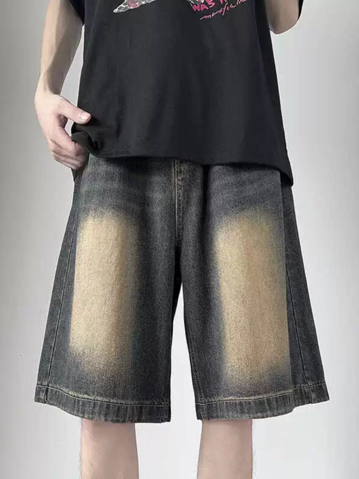 Japanese Brand × Jean Retro loose fitting wide leg straight leg denim shorts Size US 32 / EU 48 - 4 Thumbnail