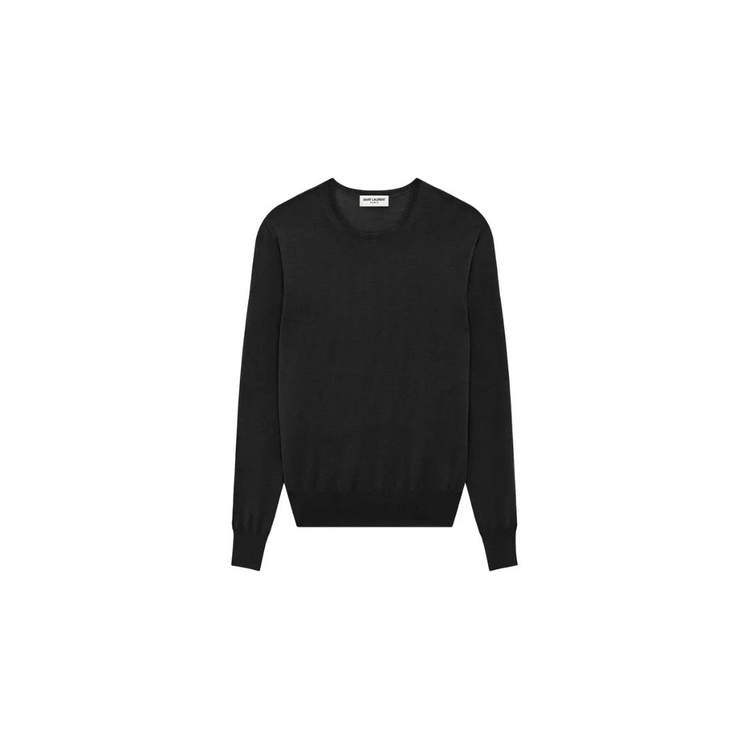 Saint Laurent Paris oc11z0126 761462 Sweater in Cashmere, Wool and Silk in Black Size US L / EU 52-54 / 3 - 1 Thumbnail