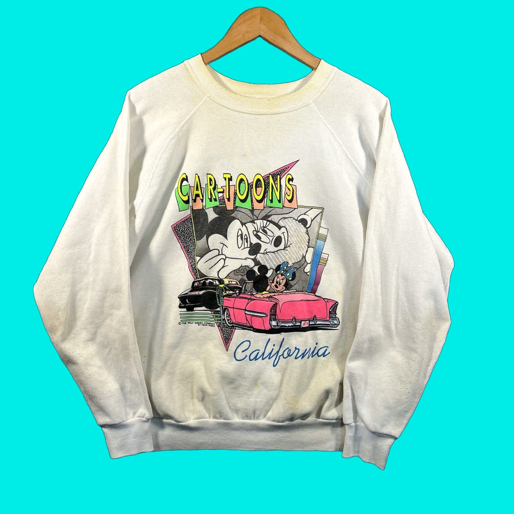 Velva Sheen VINTAGE Mickey Mouse Sweatshirt Velva Sheen 90s White XL Men Pullover Size US XL / EU 56 / 4 - 1 Thumbnail