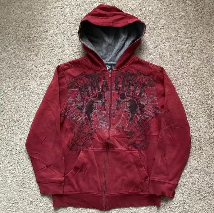 Other Harajuku Y2K Thick Fleece Goth Zip-Up Hoodie Size M Red Size US L / EU 52-54 / 3 - 1 Thumbnail