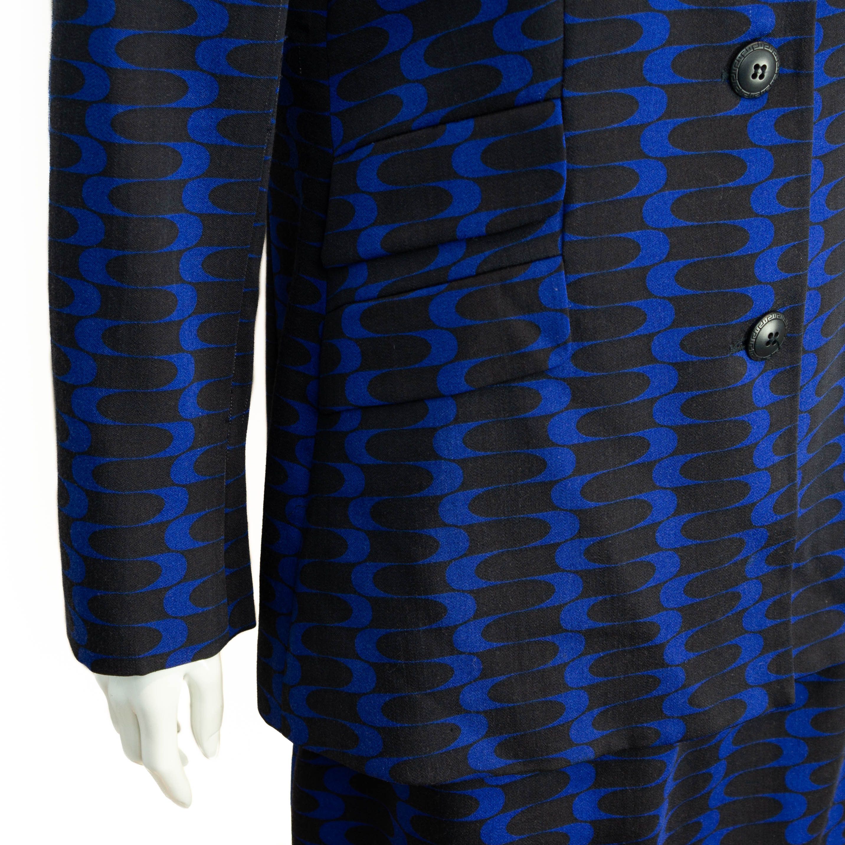 Versace × Versace Jeans Couture × Vintage VERSACE Jeans Couture Abstract Blue Skirt Suit Vintage 00s Size S / US 4 / IT 40 - 5 Thumbnail