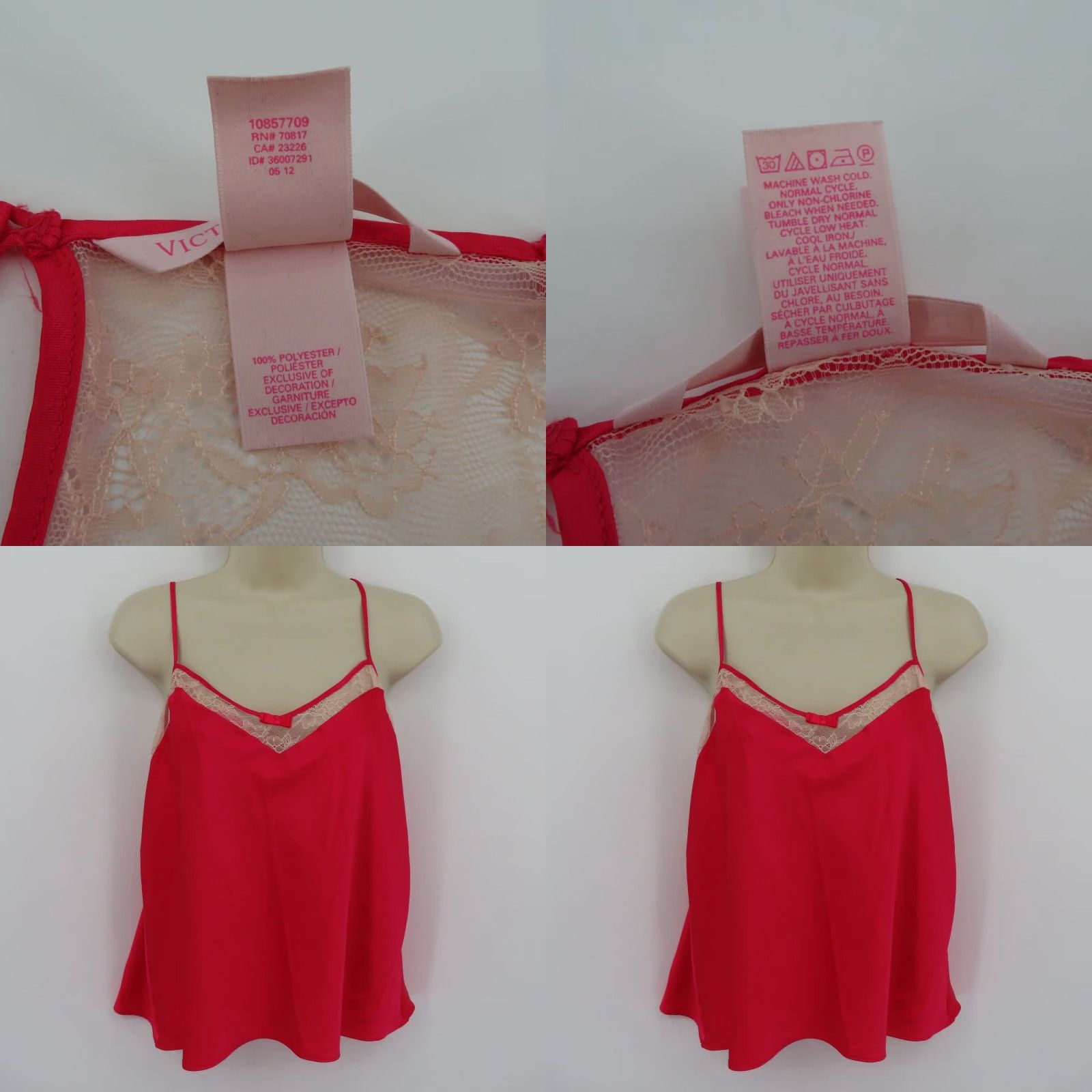 Victoria\'s Secret Womens Tank Top L Red Floral Spaghetti Strap V-Neck Camisole Shirt Ladies Adjustable Straps