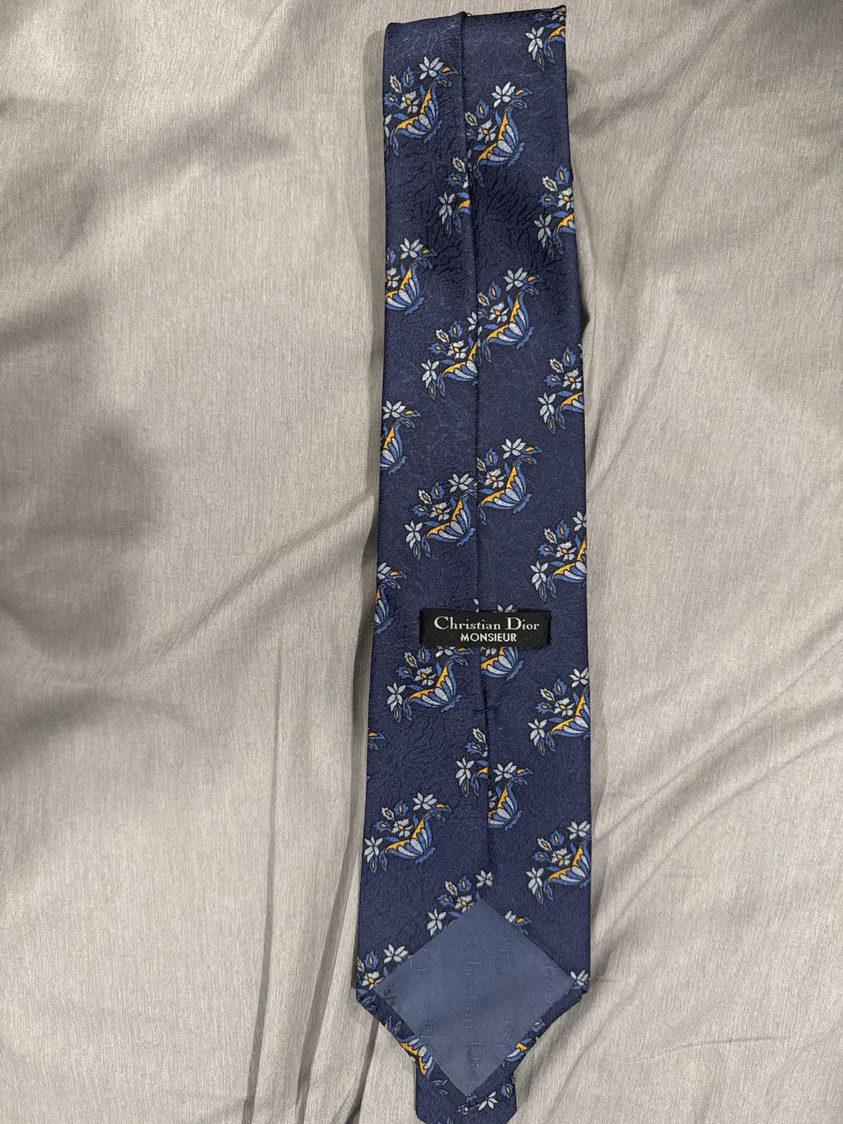 Christian Dior Monsieur Christian Dior Navy Floral Silk Tie | With COA Size ONE SIZE - 3 Thumbnail