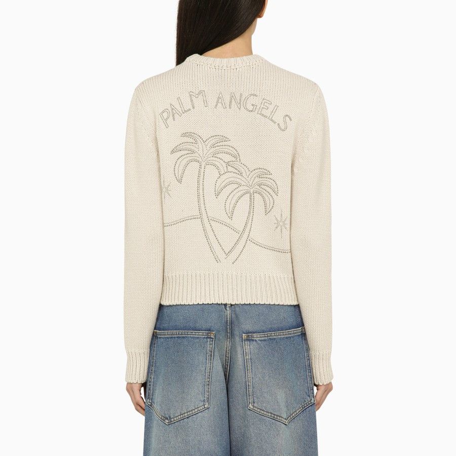 Palm Angels o1d2blof0924 Sweaters With Logo In White Size M / US 6-8 / IT 42-44 - 3 Thumbnail