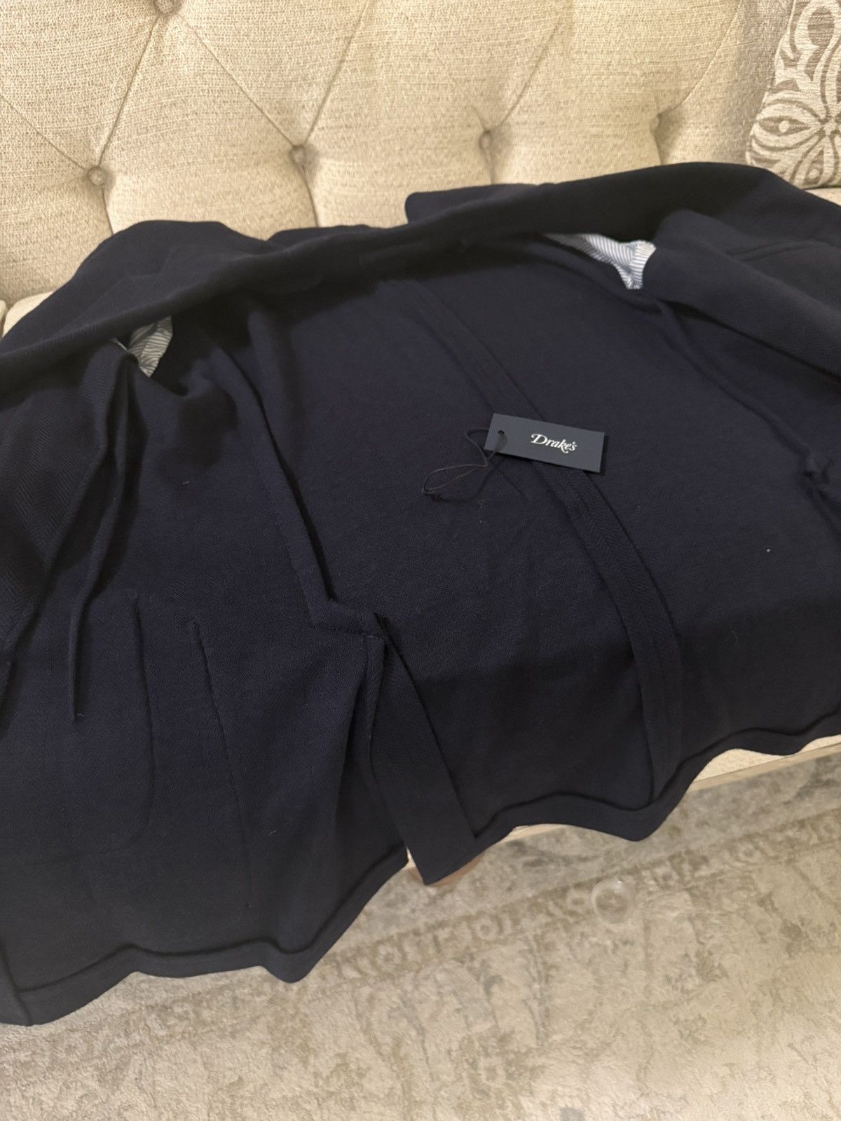Drake's Drakes Navy Herringbone jacket blazer Size 46R - 22 Thumbnail