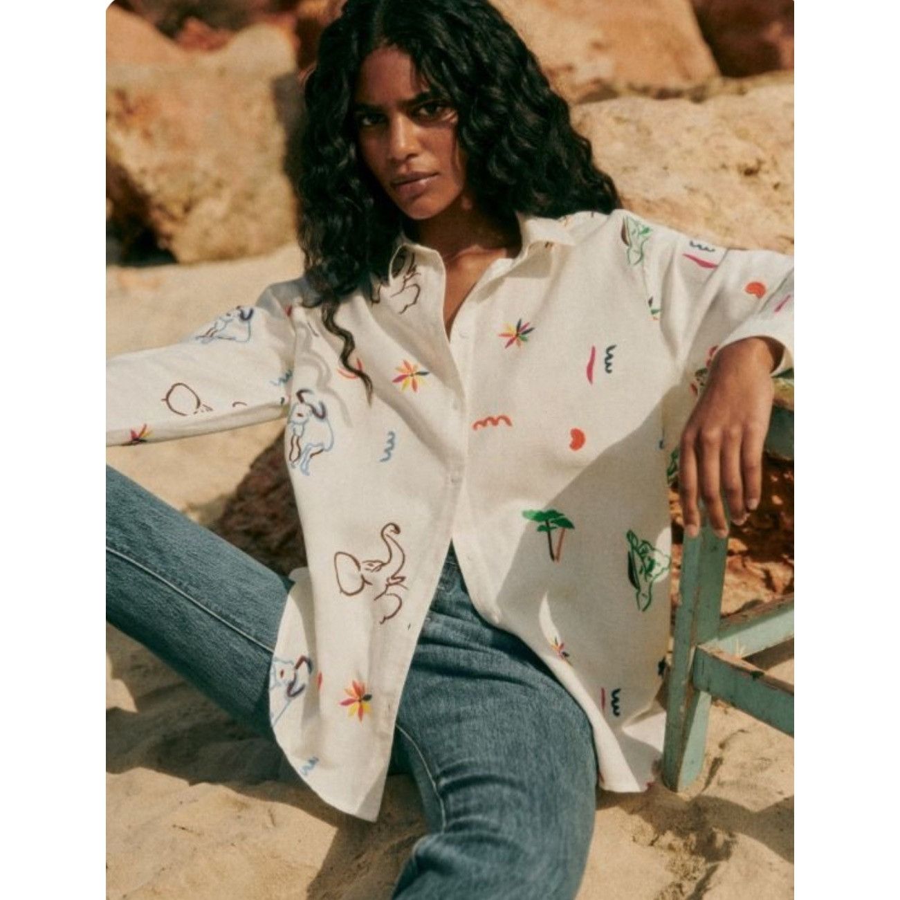 Sezane Sezane MARZIA SHIRT G.KERO linen animals print multicolor pi Size M / US 6-8 / IT 42-44 - 1 Thumbnail