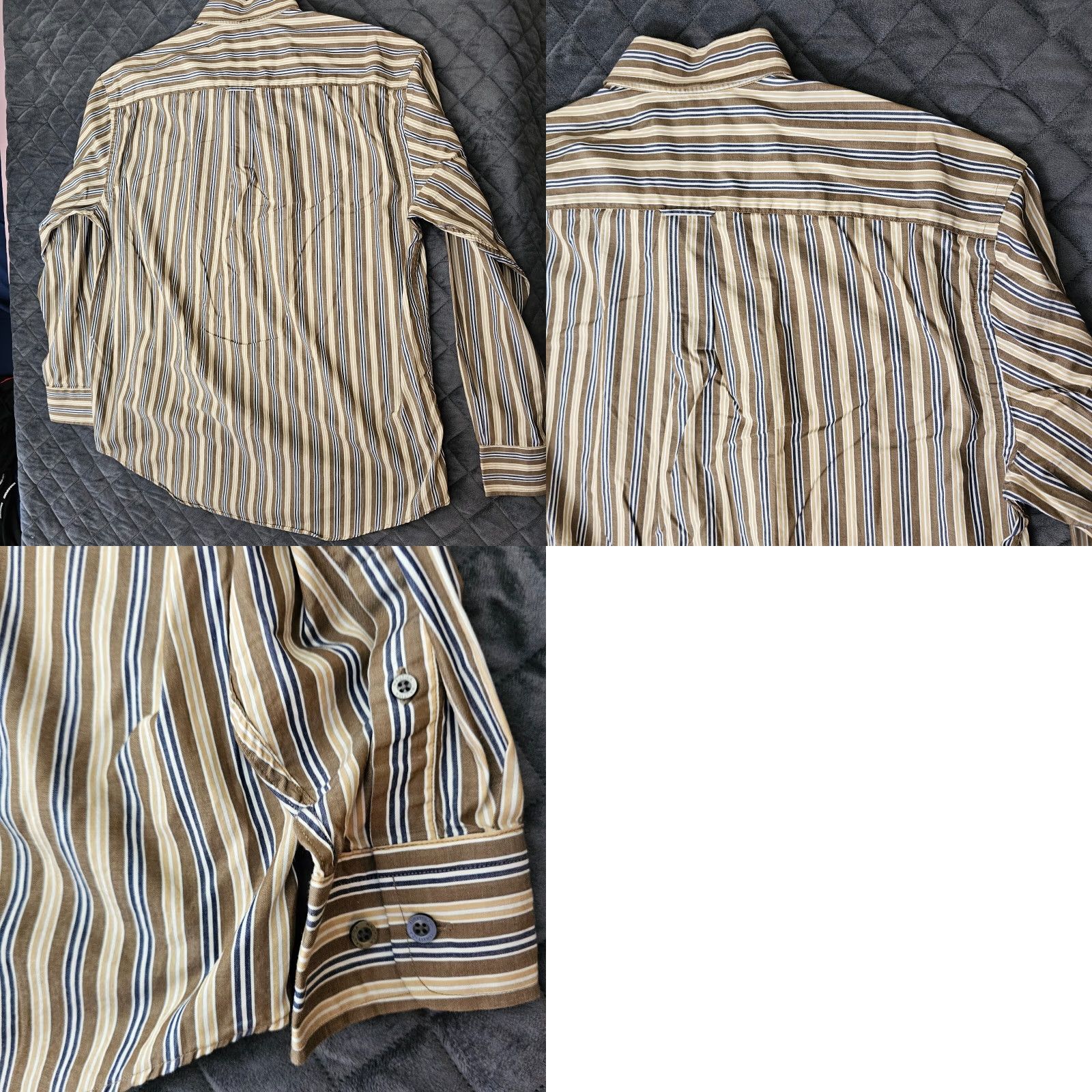 Nautica Nautica Button-Down Shirt Men's Large Brown Tan Stripe Traveler Twill Cotton Size US L / EU 52-54 / 3 - 8 Thumbnail