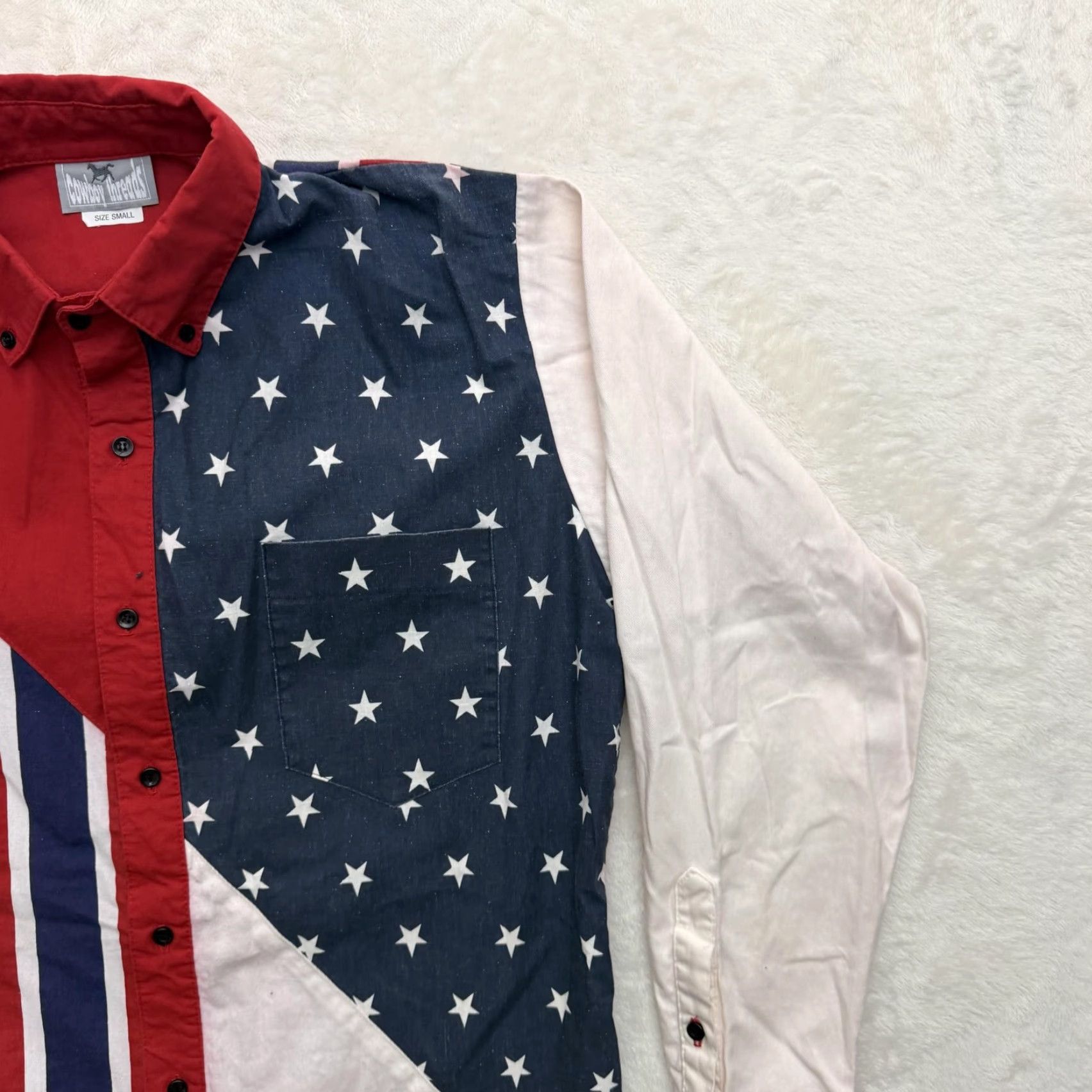 Vintage VINTAGE Cowboy Threads Shirt Mens Small American Flag Patriotic Western Button Up USA Size US S / EU 44-46 / 1 - 3 Thumbnail