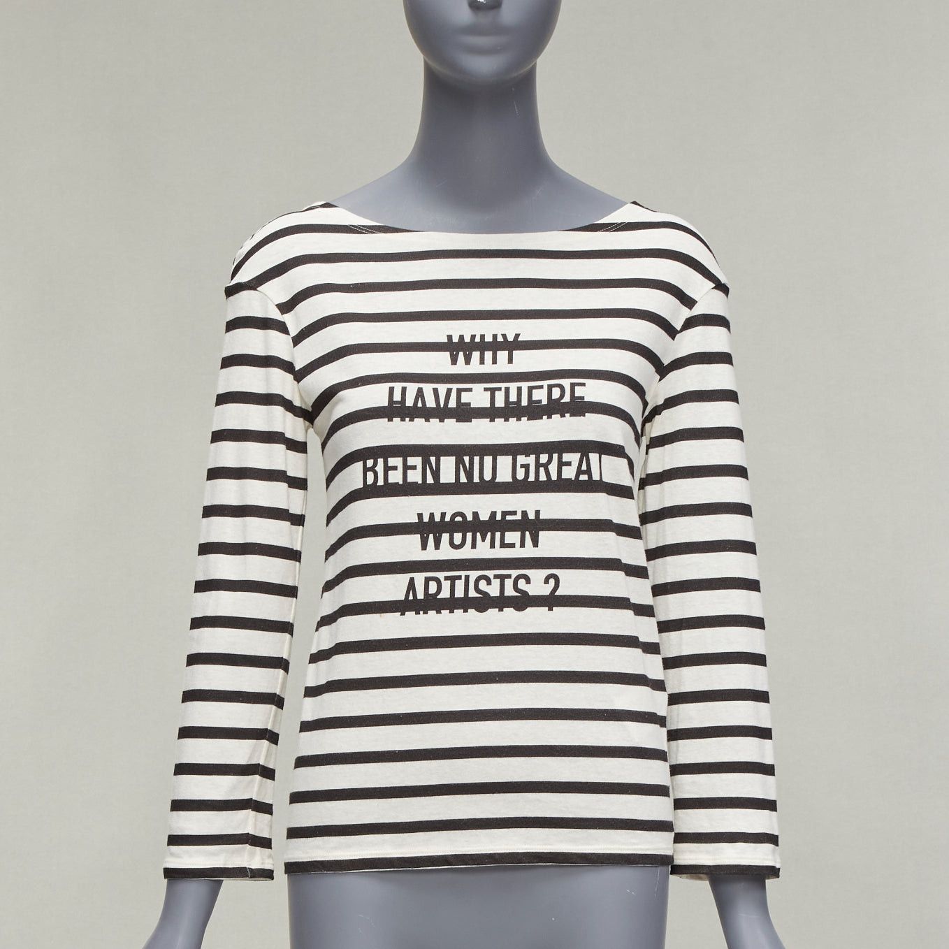 image of Dior 2018 Runway No Great Women Artists Striped Cotton Linen Striped Tshirt Xs in White (Size Small