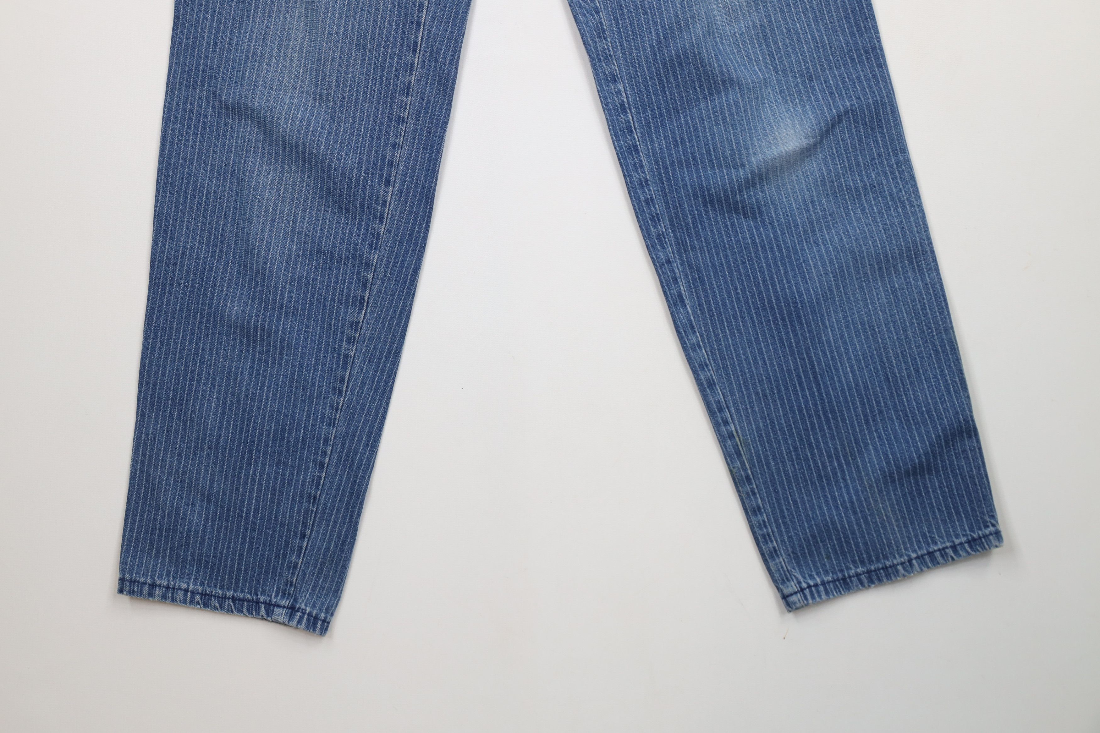 Vintage Vintage 90s Streetwear Pinstriped Pleated Denim Jeans Size 34" / US 12 / IT 48 - 4 Thumbnail
