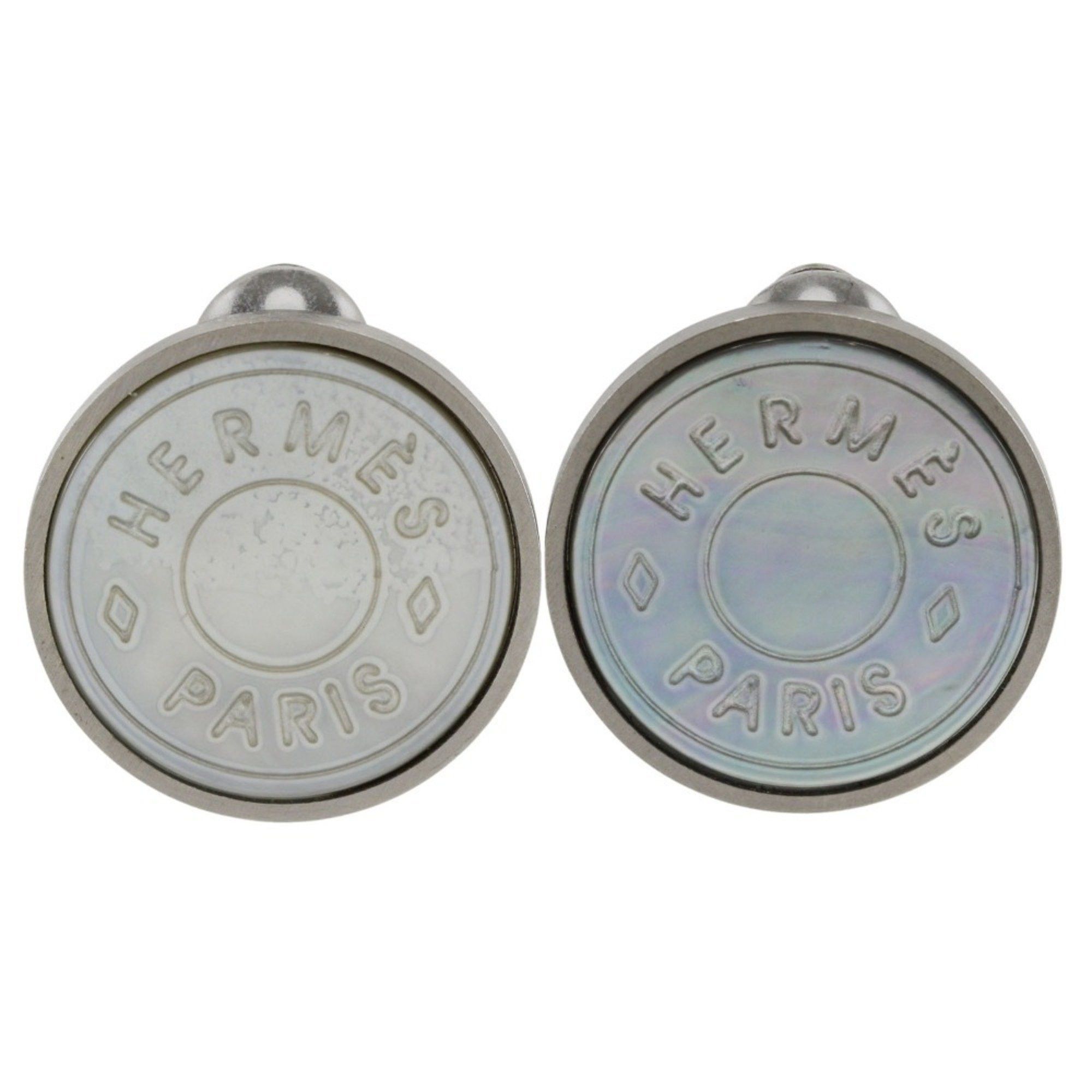 Hermes Hermes Seria Earrings BIJOUTERIE FANTAISIE x Shell Silver Approx. 12.0g Ceria Women's Size ONE SIZE - 1 Thumbnail