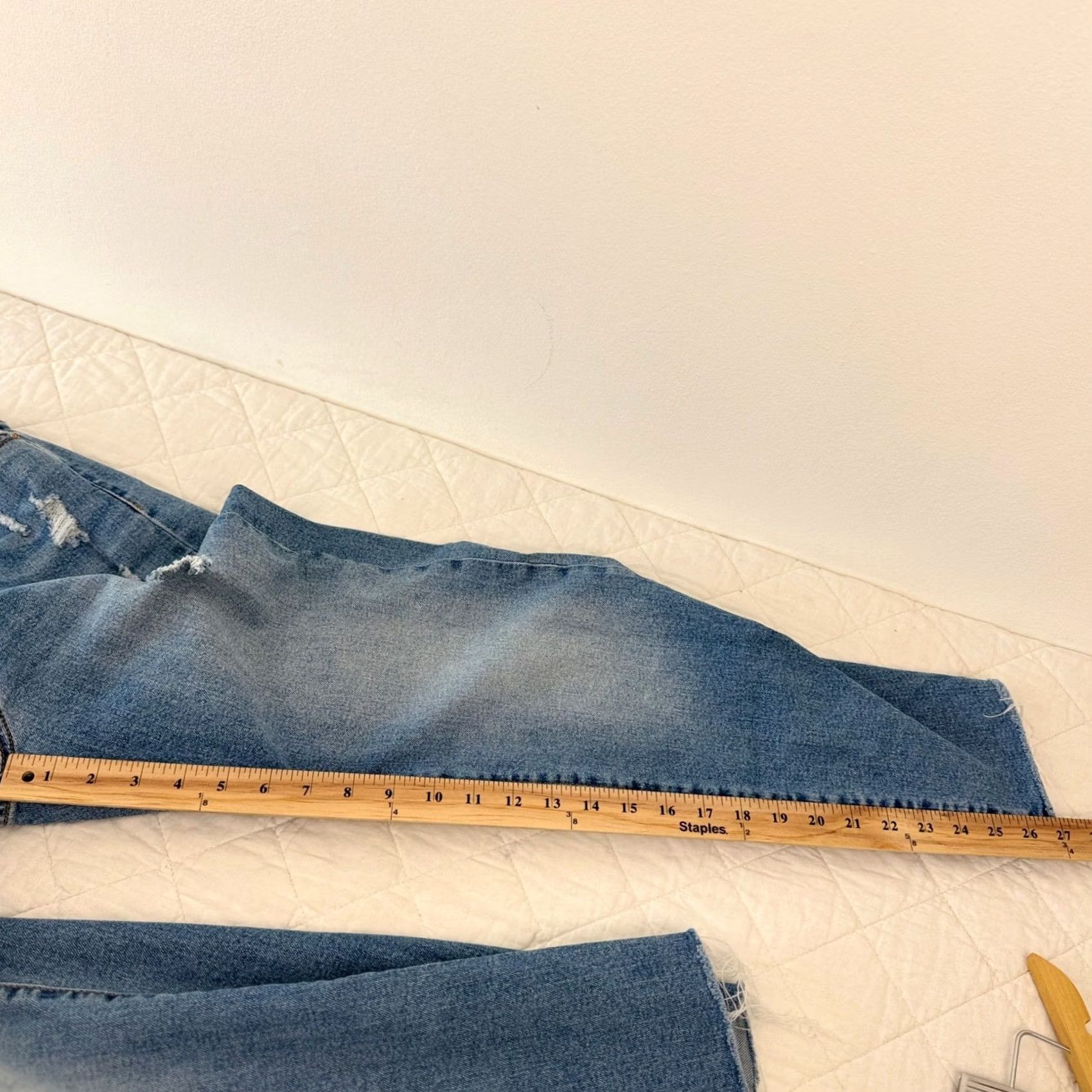 Levi's Levi's Jeans Womens Straight Blue Distressed Raw Hem Denim Size 29 Size 29" - 6 Thumbnail