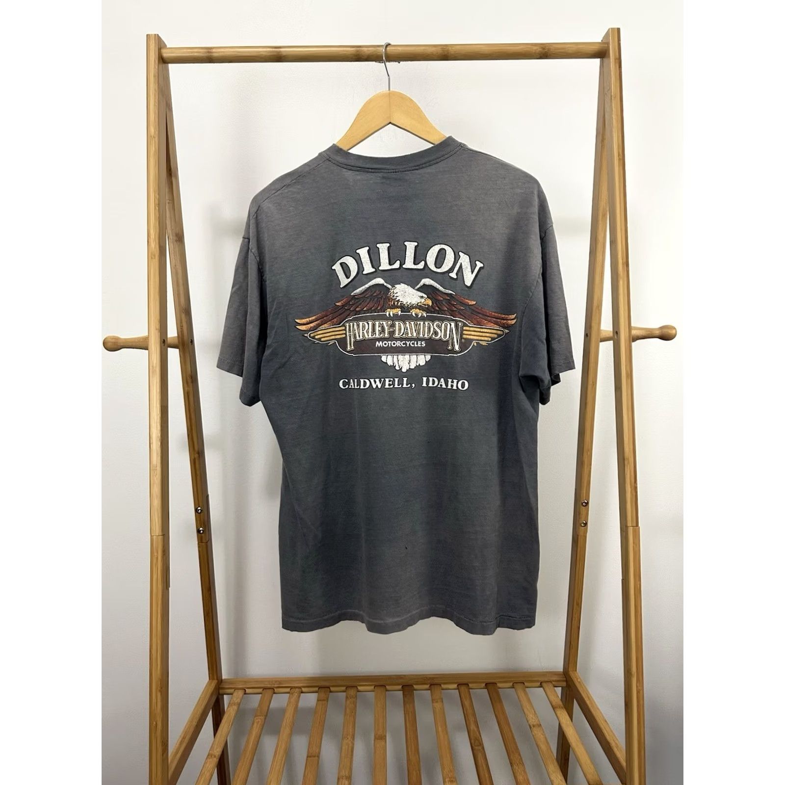 Hanes VINTAGE Harley-Davidson Biker T-Shirt XL Smokey Gradient Sun Faded Worn Henley Size US XL / EU 56 / 4 - 2 Thumbnail