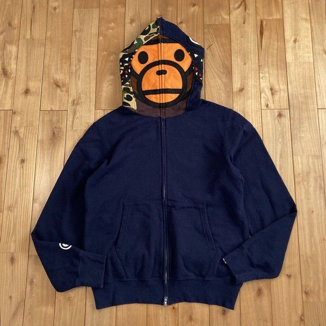 Bape BAPE Milo Shark Full Zip Hoodie Navy a bathing ape Size US M / EU 48-50 / 2 - 1 Thumbnail