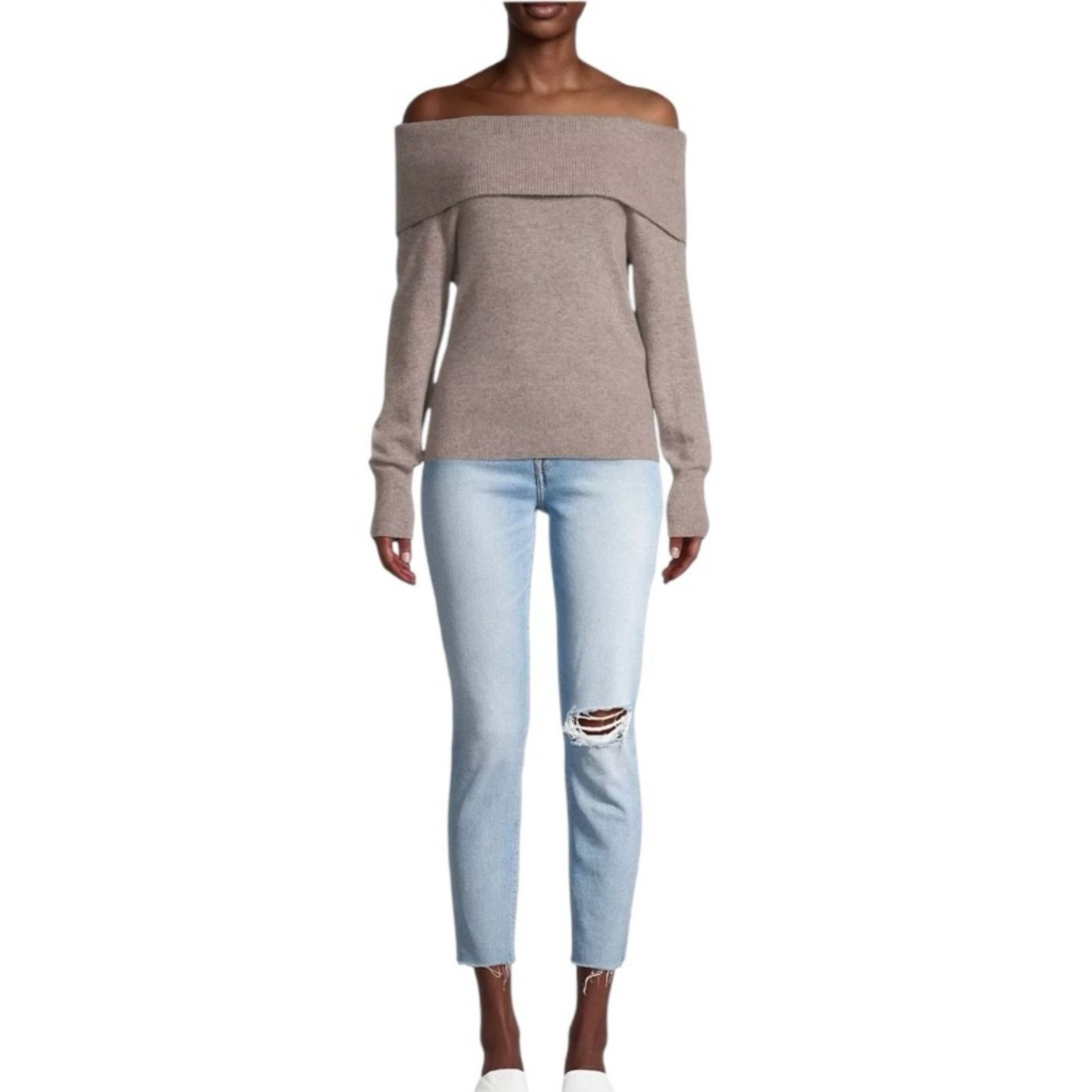 White + Warren White + Warren Cashmere Bardot Knit Sweater Tan Size Medium Size M / US 6-8 / IT 42-44 - 3 Thumbnail