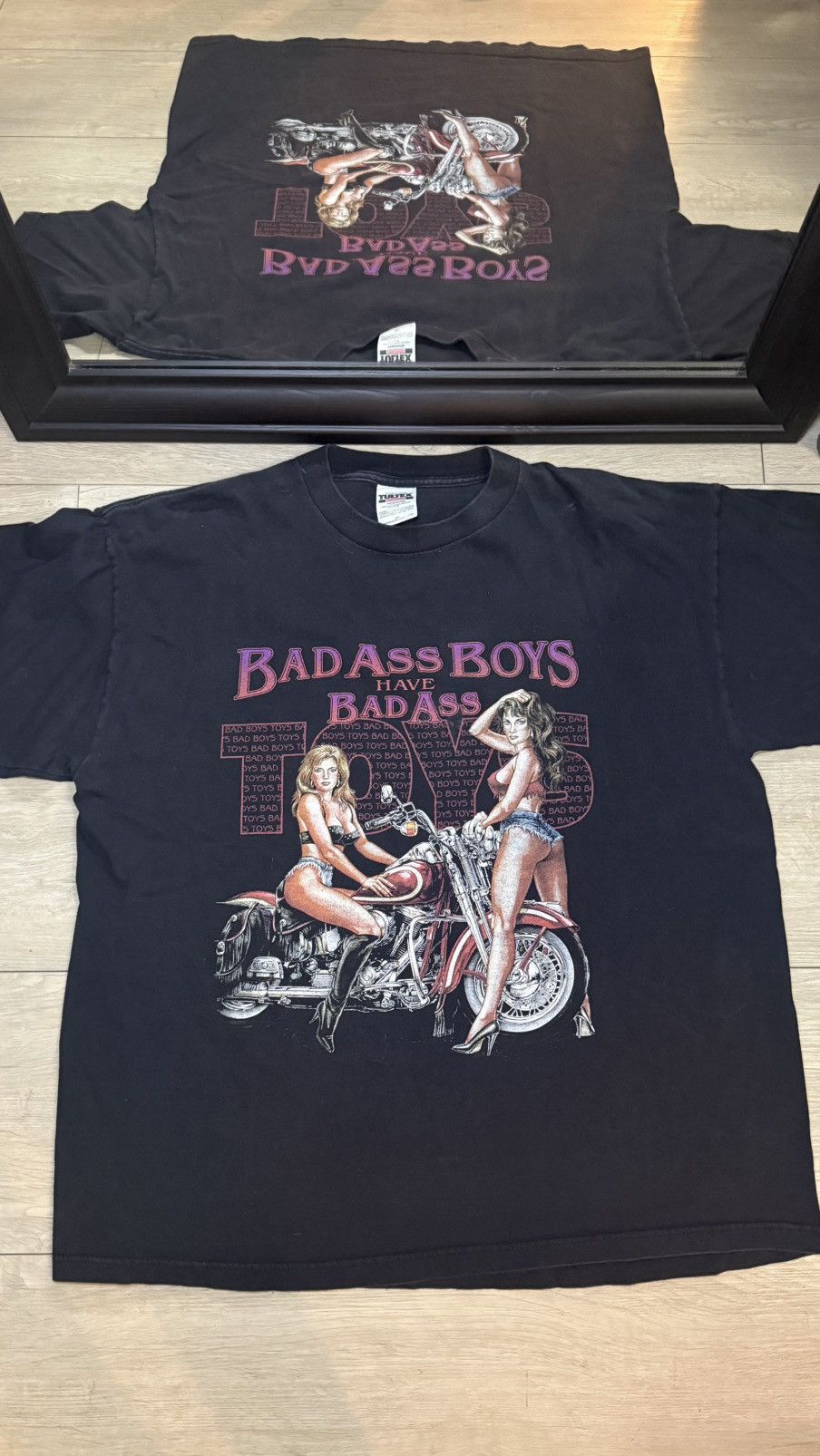 Harley Davidson Vintage / Y2K Bad Ass Boys Bad Ass Toys Pin Up Biker Shirt Size US XL / EU 56 / 4 - 1 Thumbnail