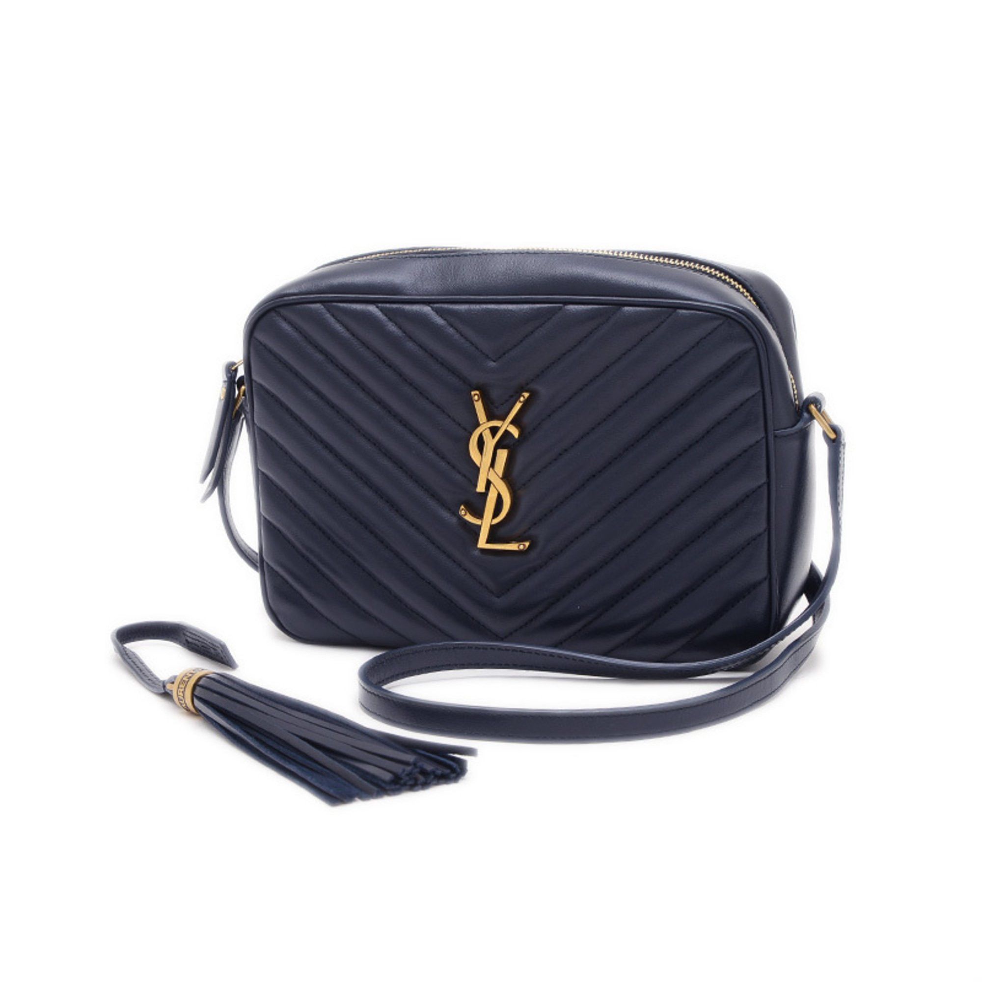 YVES Saint Laurent Lou Camera Bag Shoulder Leather Navy 612544 Bp in Blue, Women's