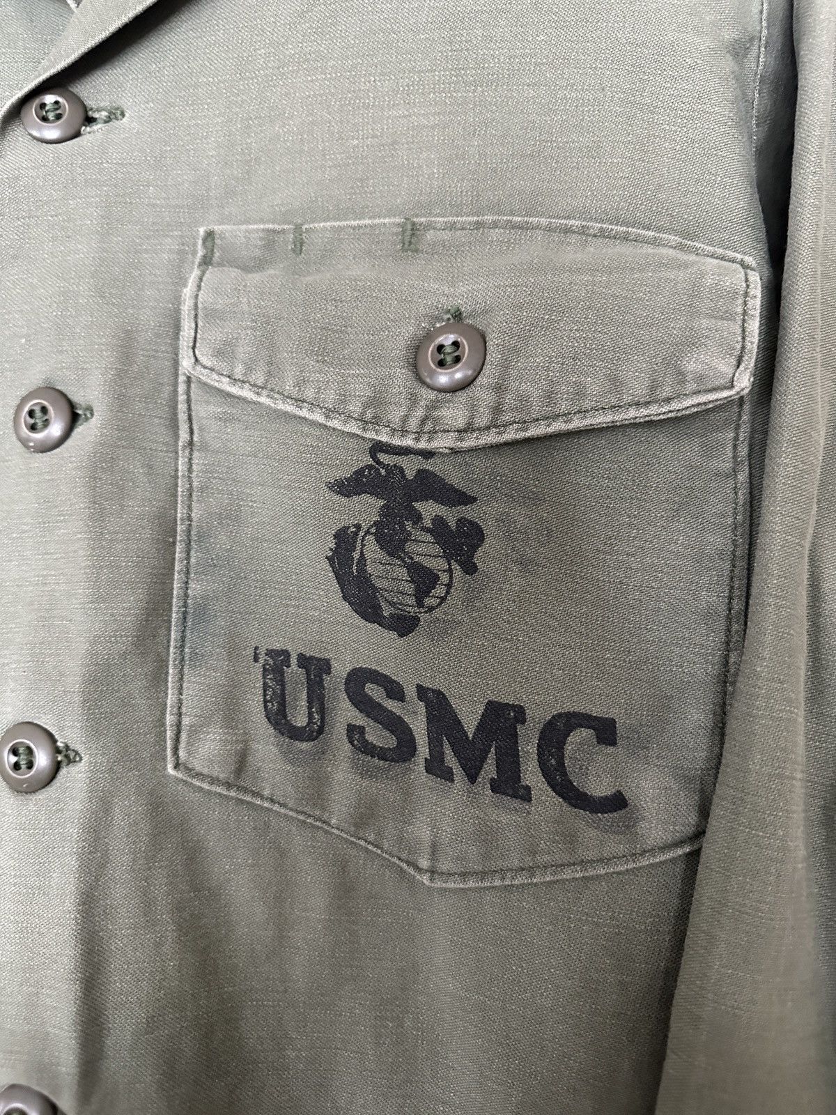 Vintage Vintage 70s USMC Stencil OG-107 Sateen Utility Shirt P64 Size US M / EU 48-50 / 2 - 3 Thumbnail