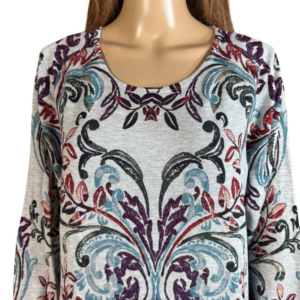 Chicos Chico's Scroll-Print Button-Sleeve Pullover Size 3 US XL Size XL / US 12-14 / IT 48-50 - 3 Thumbnail
