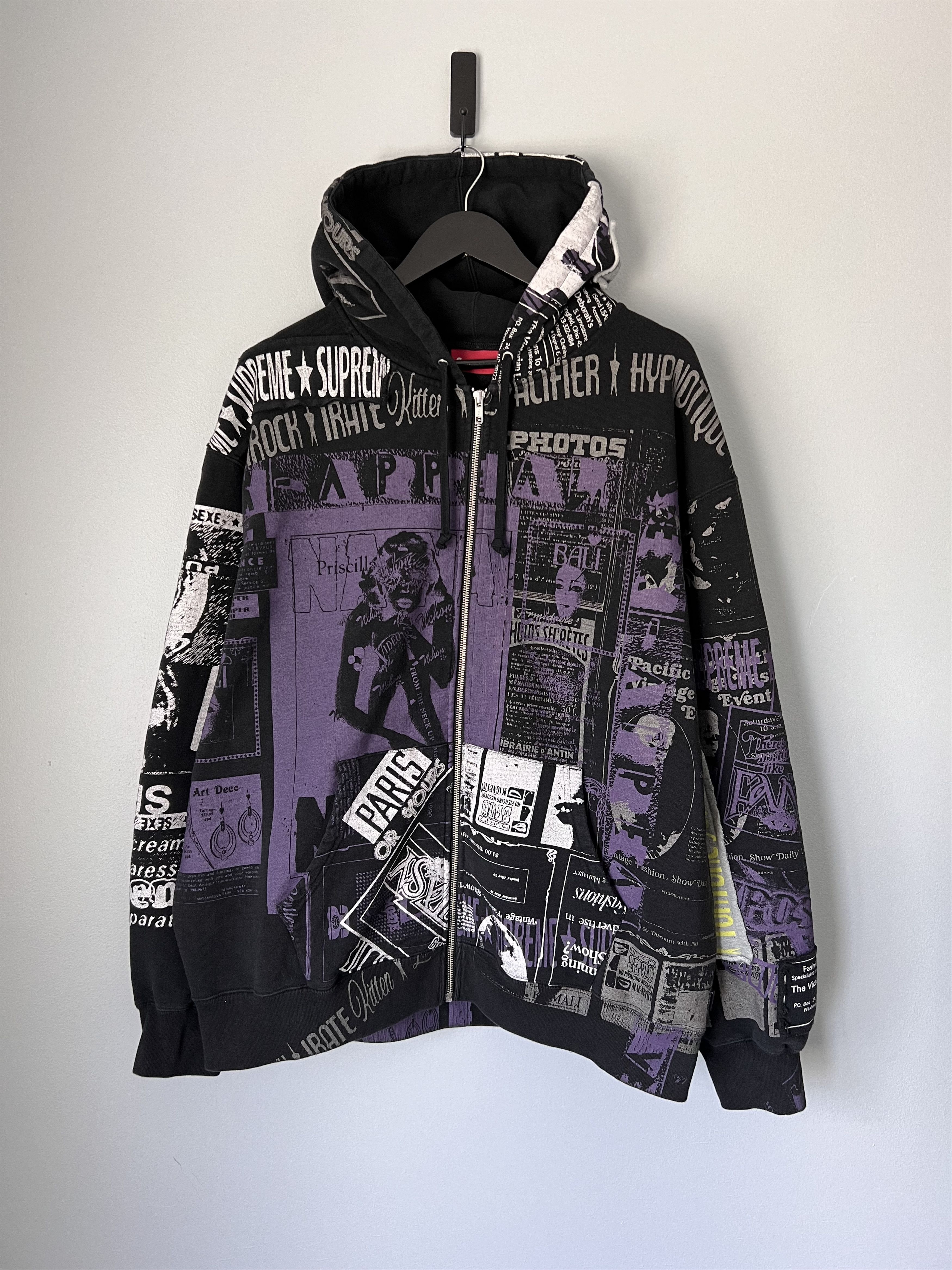 Image of Supreme Collage Zip Hooded Sweatshirt In Black, Men's (Size XL)