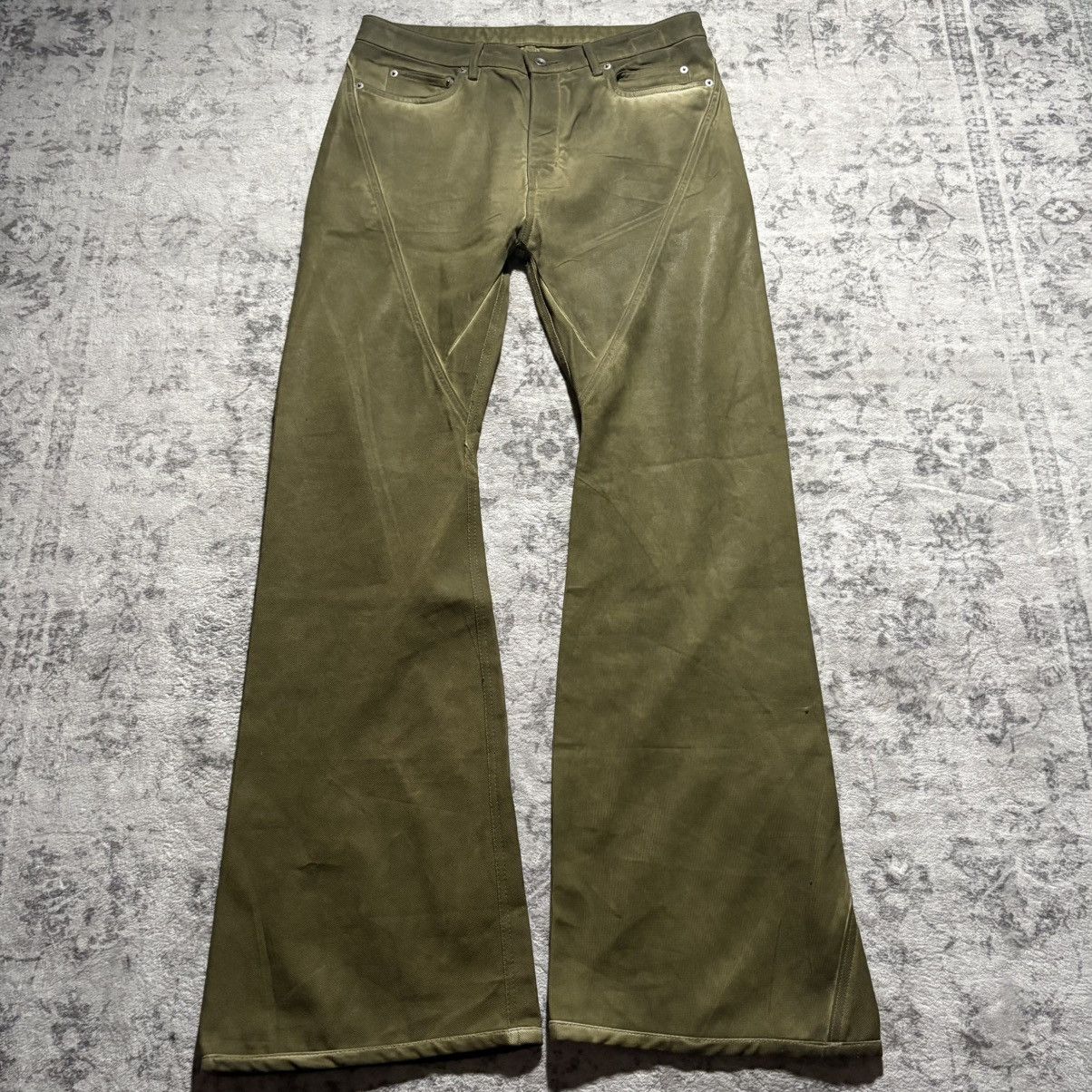 Rick Owens Drkshdw Rick Owens DRKSHDW Bias Bootcut Sage Waxed Denim Jeans | 34 Size US 34 / EU 50 - 1 Thumbnail