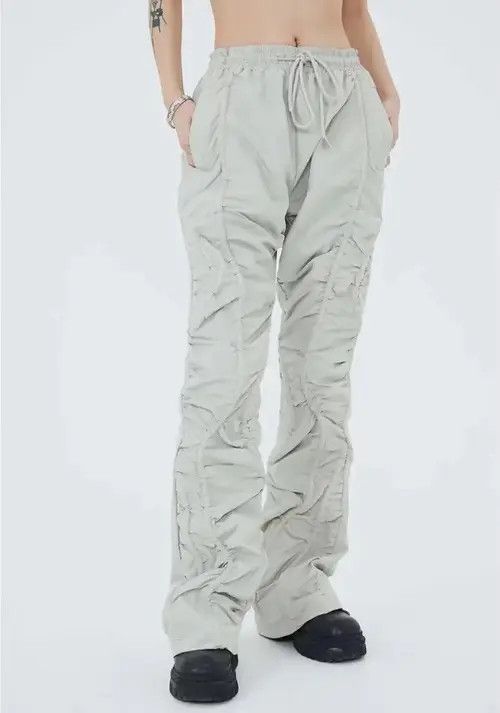 VIBE Beige Stack Plated Wide Flared Sweatpants Size US 32 / EU 48 - 6 Thumbnail