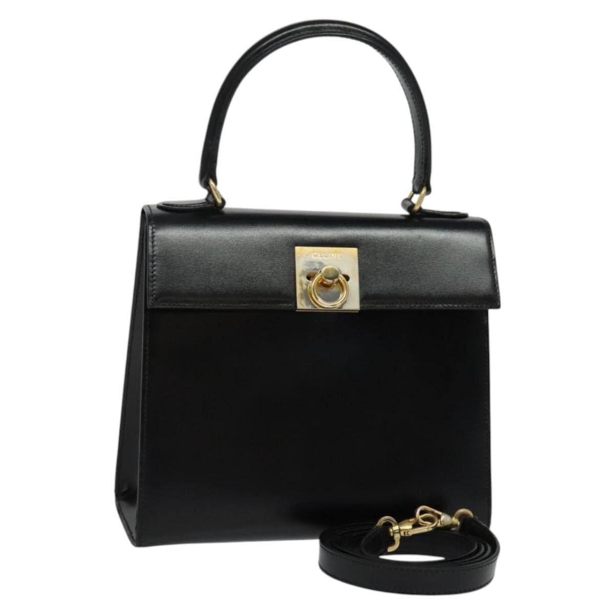 Celine CELINE Hand Bag Leather Black Gold Size ONE SIZE - 1 Thumbnail