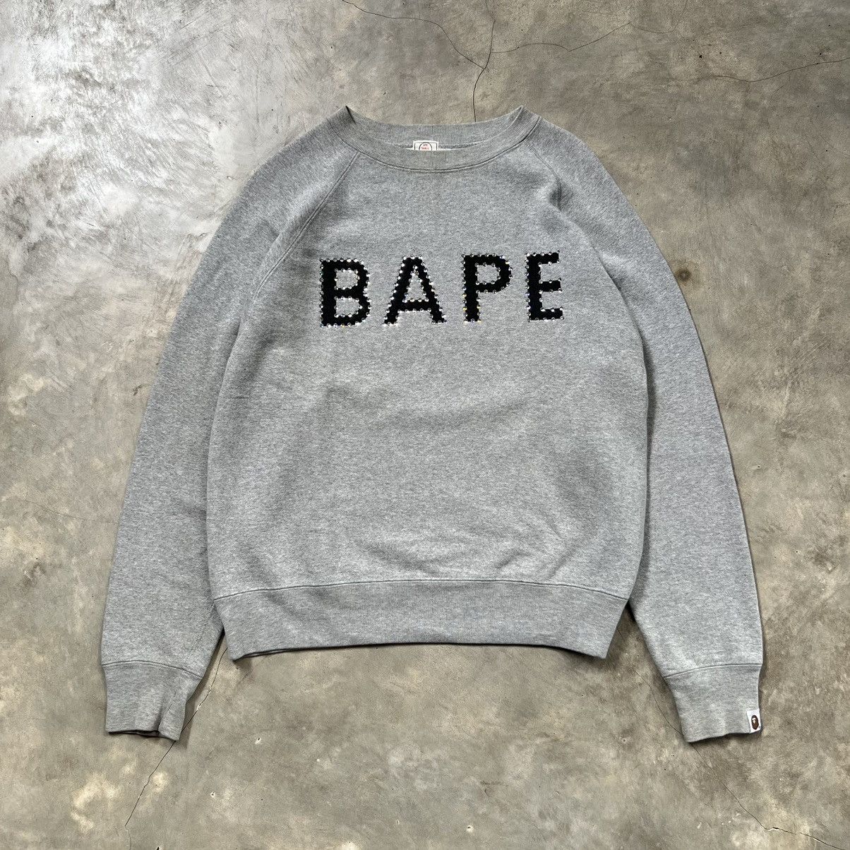 image of Og Swarovski Bape Crewneck in Grey, Men's (Size Small)