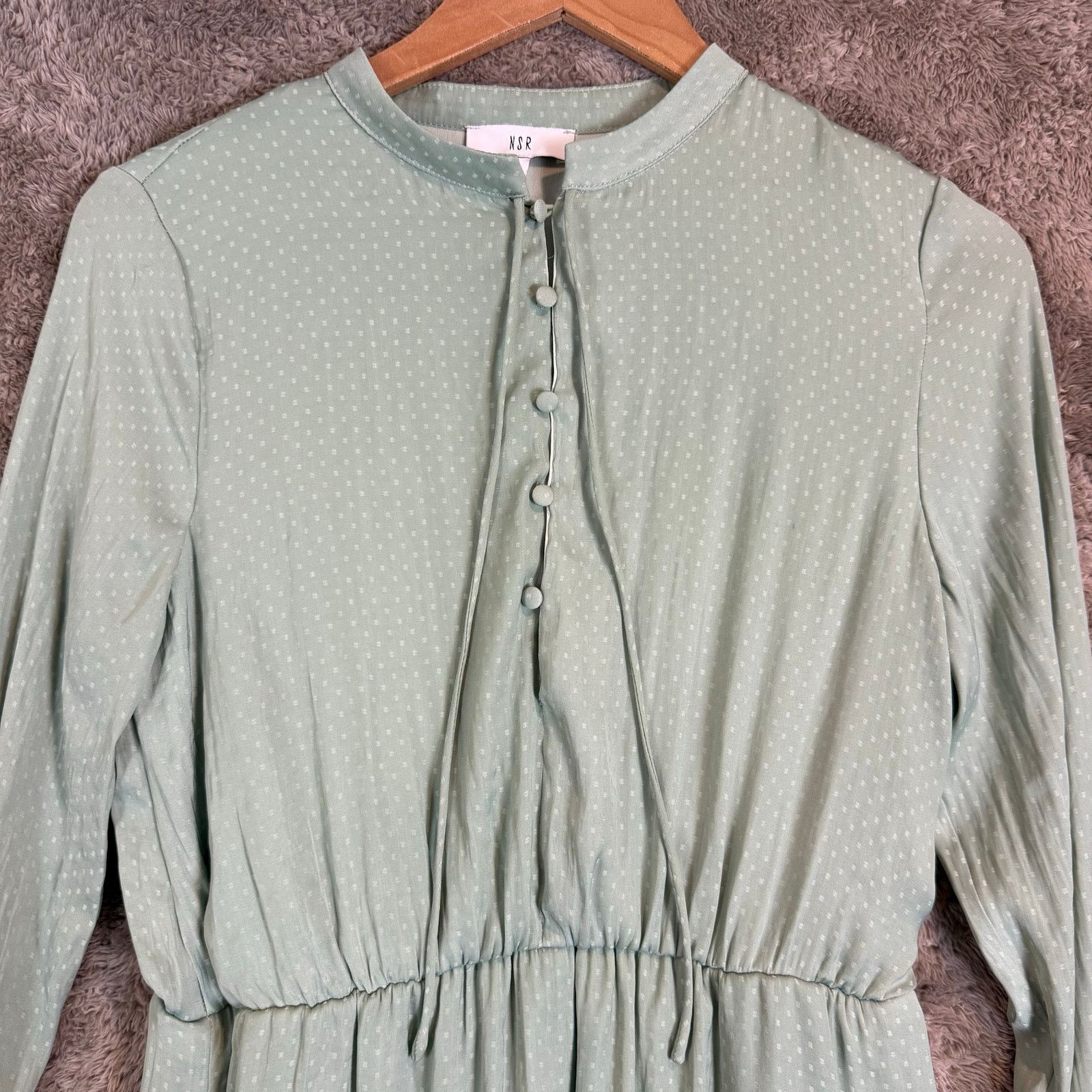 Other NSR Mint Green Tiered Peasant Mini Dress M Slit Skirt Ruffle Size M / US 6-8 / IT 42-44 - 4 Thumbnail