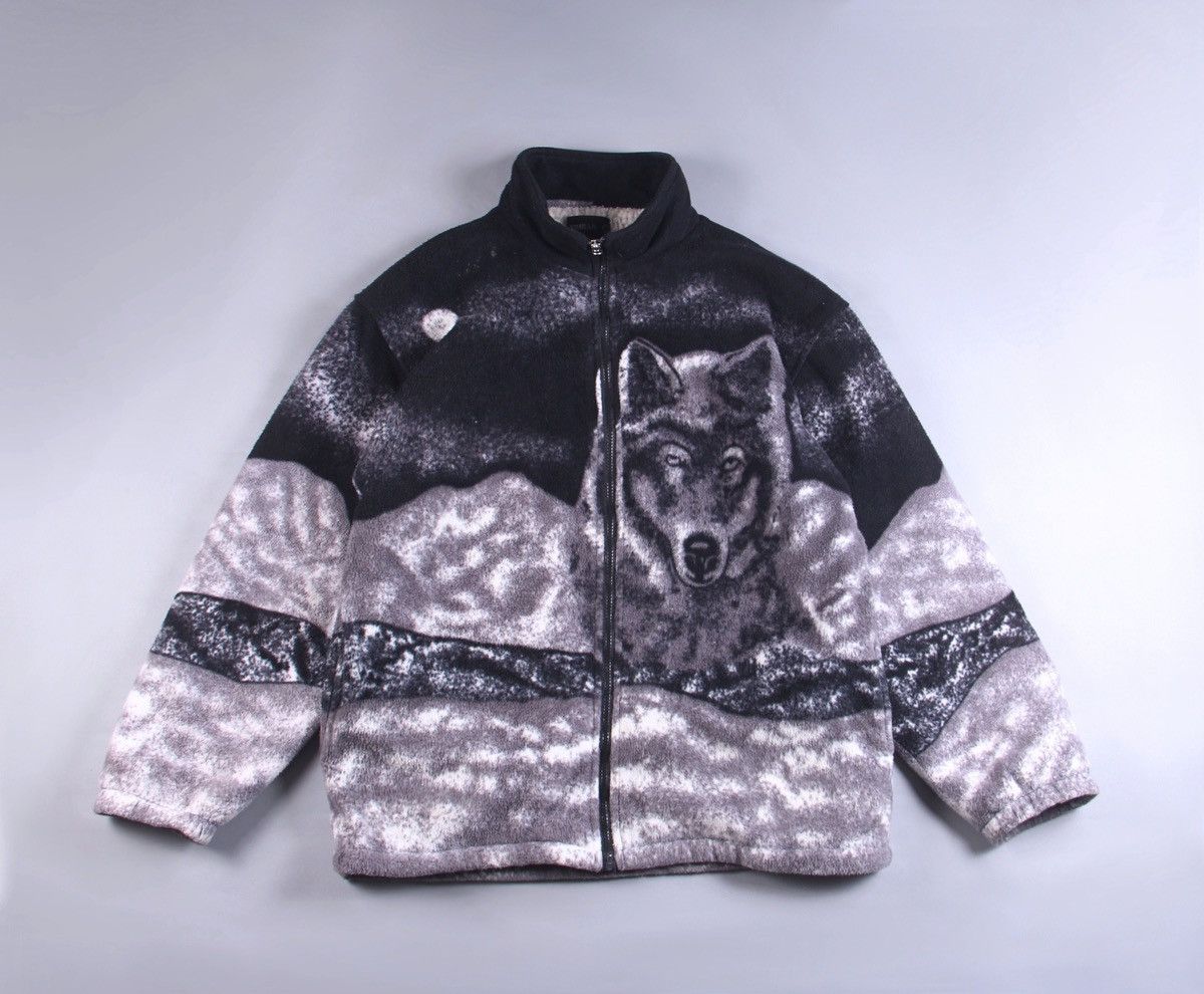 Vintage Vintage Dog Wolf All Over Print Animal Jacket Fleece L Size US L / EU 52-54 / 3 - 1 Thumbnail