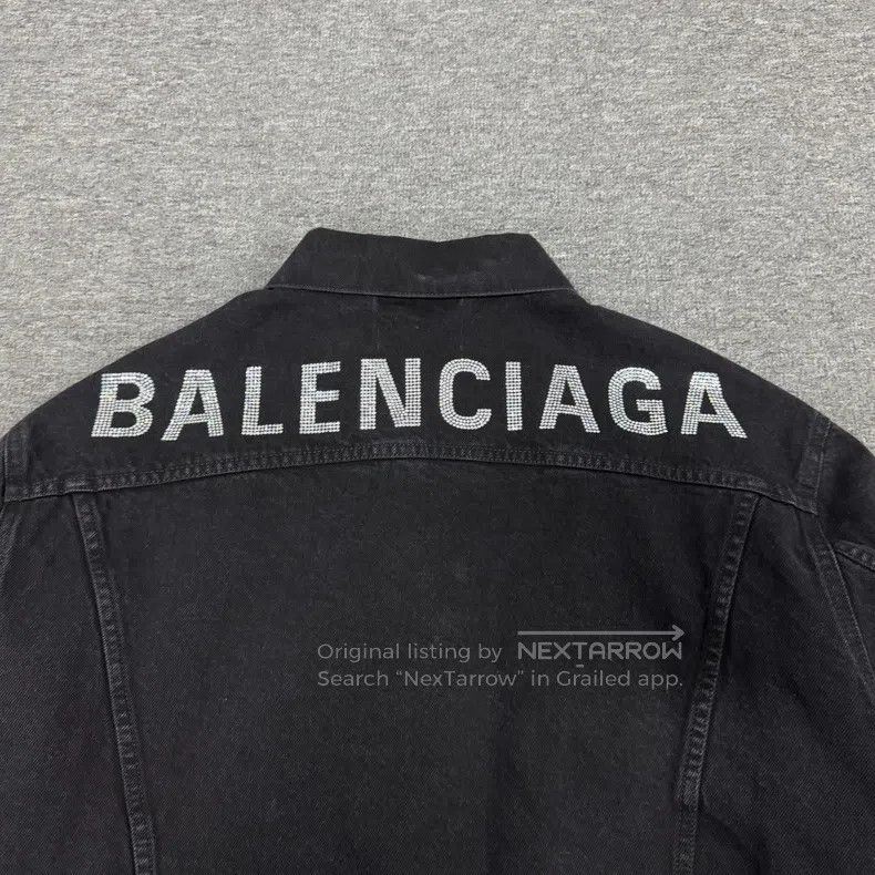 Balenciaga Balenciaga Crystal Logo Denim Jacket Size XS / US 0-2 / IT 36-38 - 4 Thumbnail