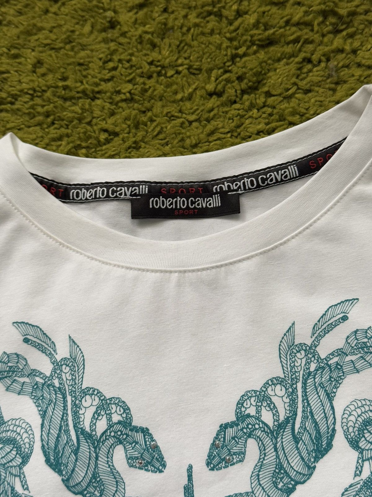 Designer × Just Cavalli × Roberto Cavalli Roberto Cavalli avant Garde rhinestones snakes print t-shirt Size L / US 10 / IT 46 - 6 Thumbnail