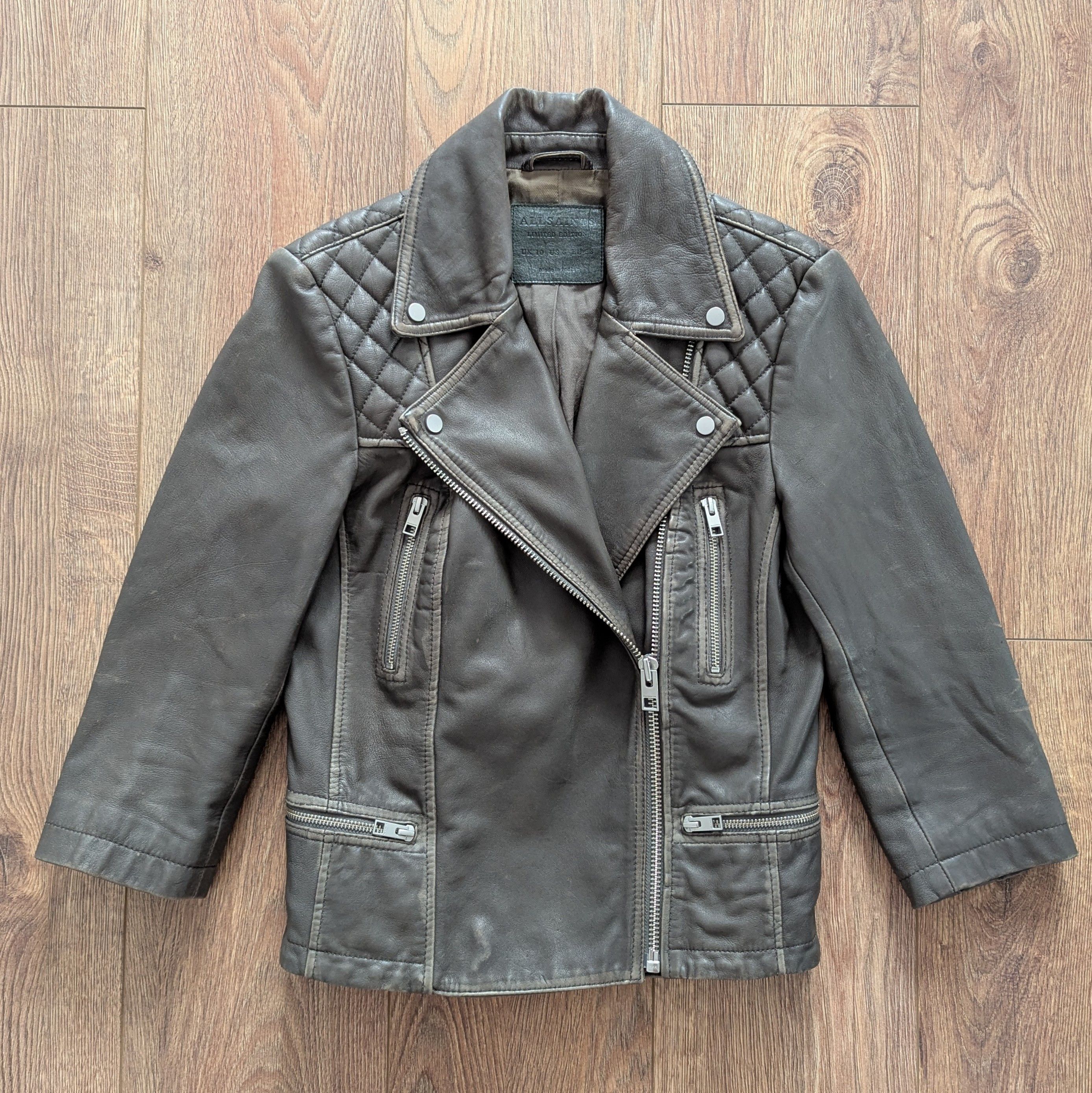 Allsaints ALLSAINTS Cropped Cargo Biker Leather Jacket With Scuffs Size M / US 6-8 / IT 42-44 - 25 Thumbnail