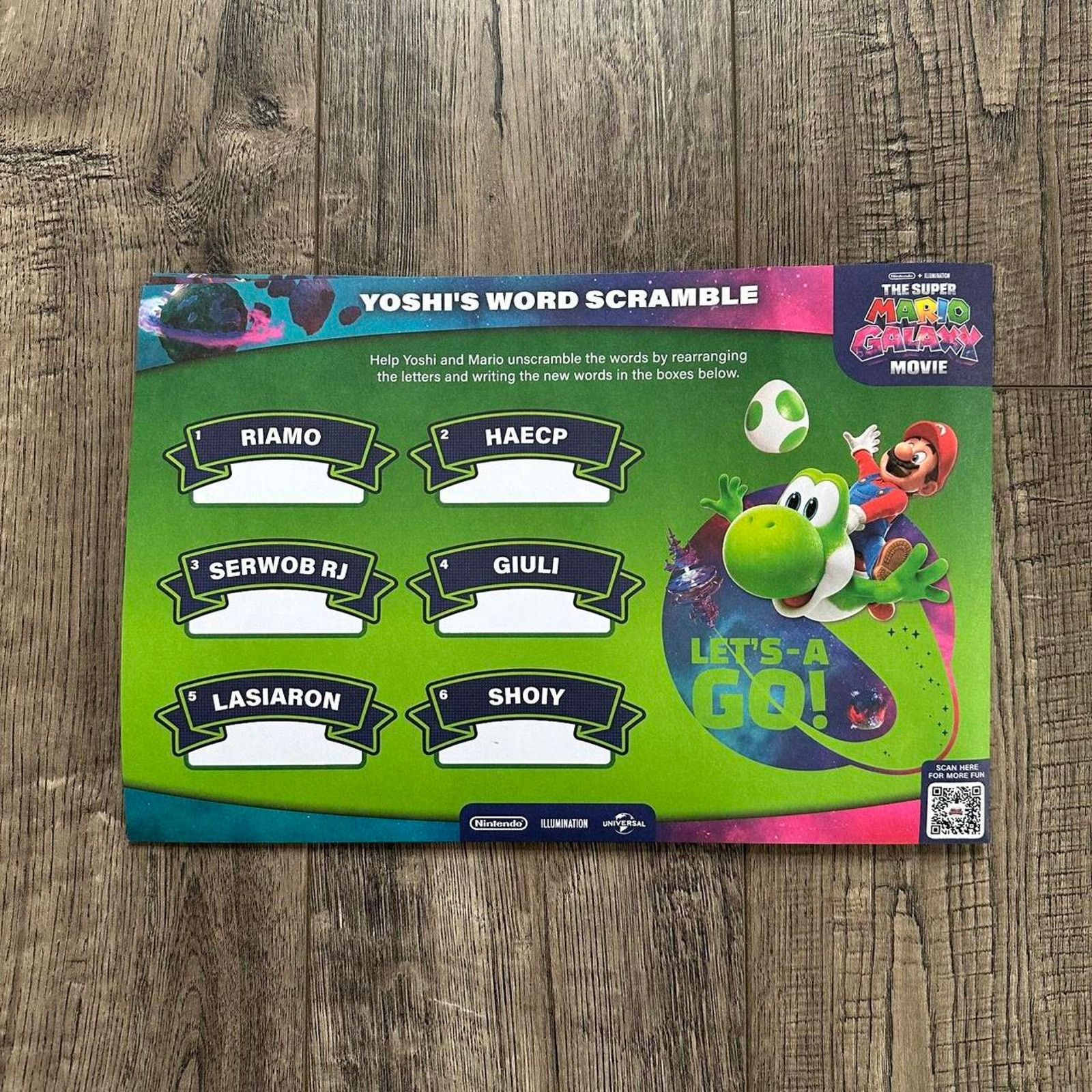 Nintendo Super Mario Galaxy Movie Promo Poster Collectible Activity Size ONE SIZE - 6 Thumbnail