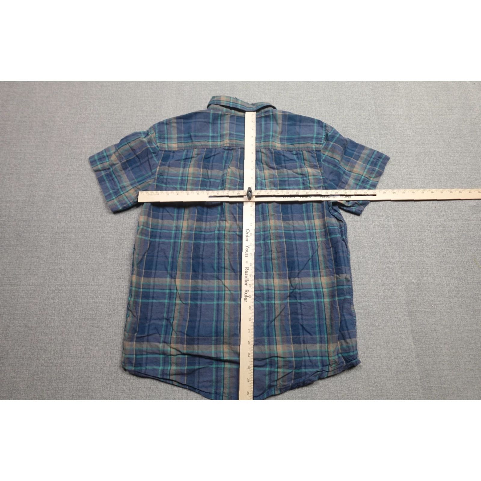 Prana VINTAGE? No. PrAna Shirt Mens Large Blue Plaid Short Sleeve Organic Cotton Casual Button Up Size US L / EU 52-54 / 3 - 5 Thumbnail