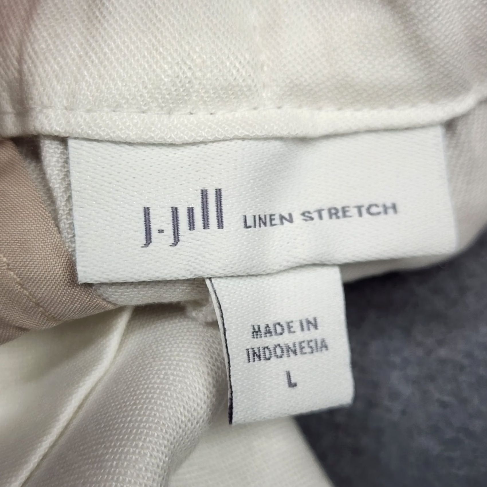 J. Jill J Jill Pants Womens Large White Linen Blend Stretch Cropped Faux Pockets L Ladies White Linen Blend Cropped Pants Womens Size 36" / US 14 / IT 50 - 3 Thumbnail